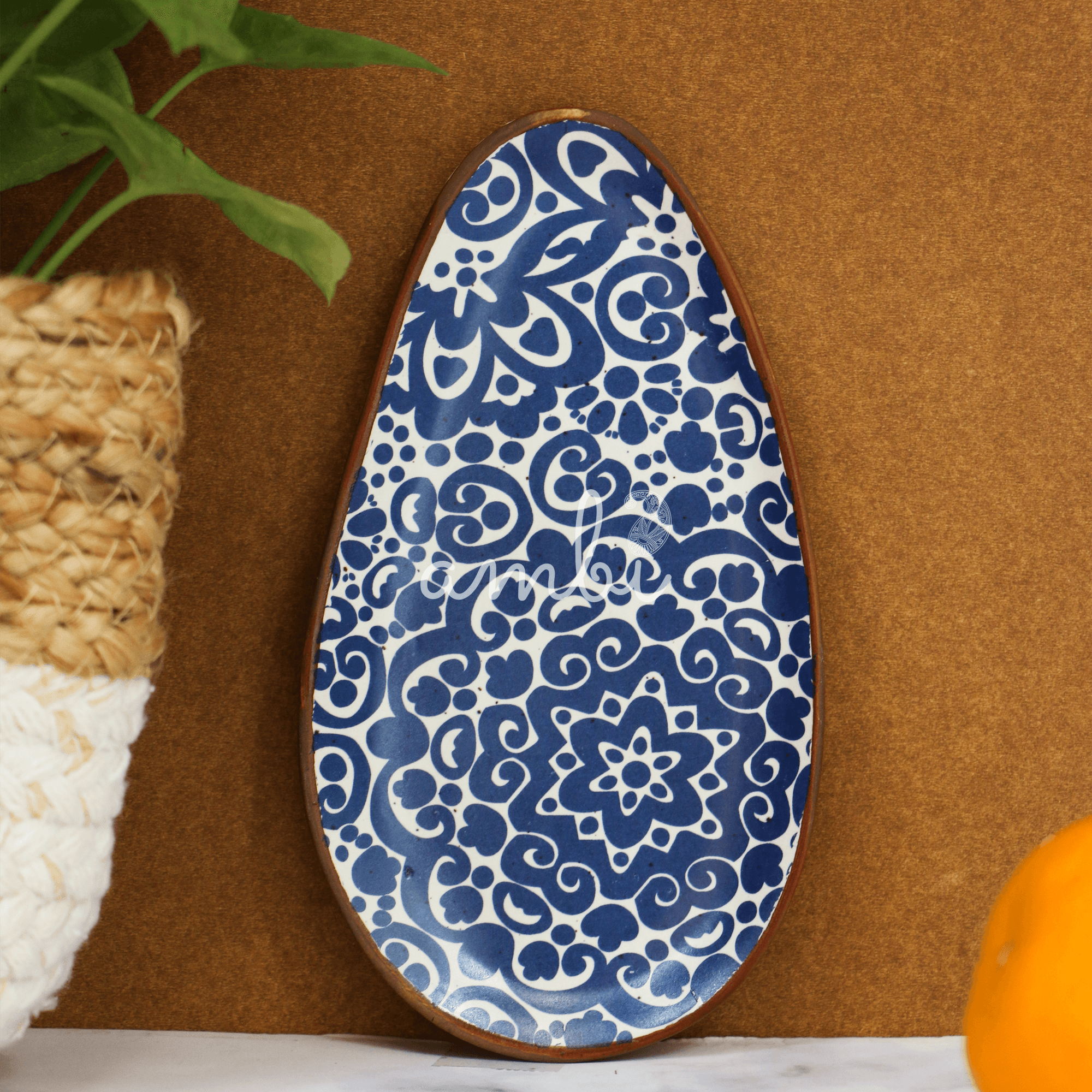 Ambi Stoneware Almond Platter 7inch | Set of 1 | Small plate | Dessert plate | Almond Plate