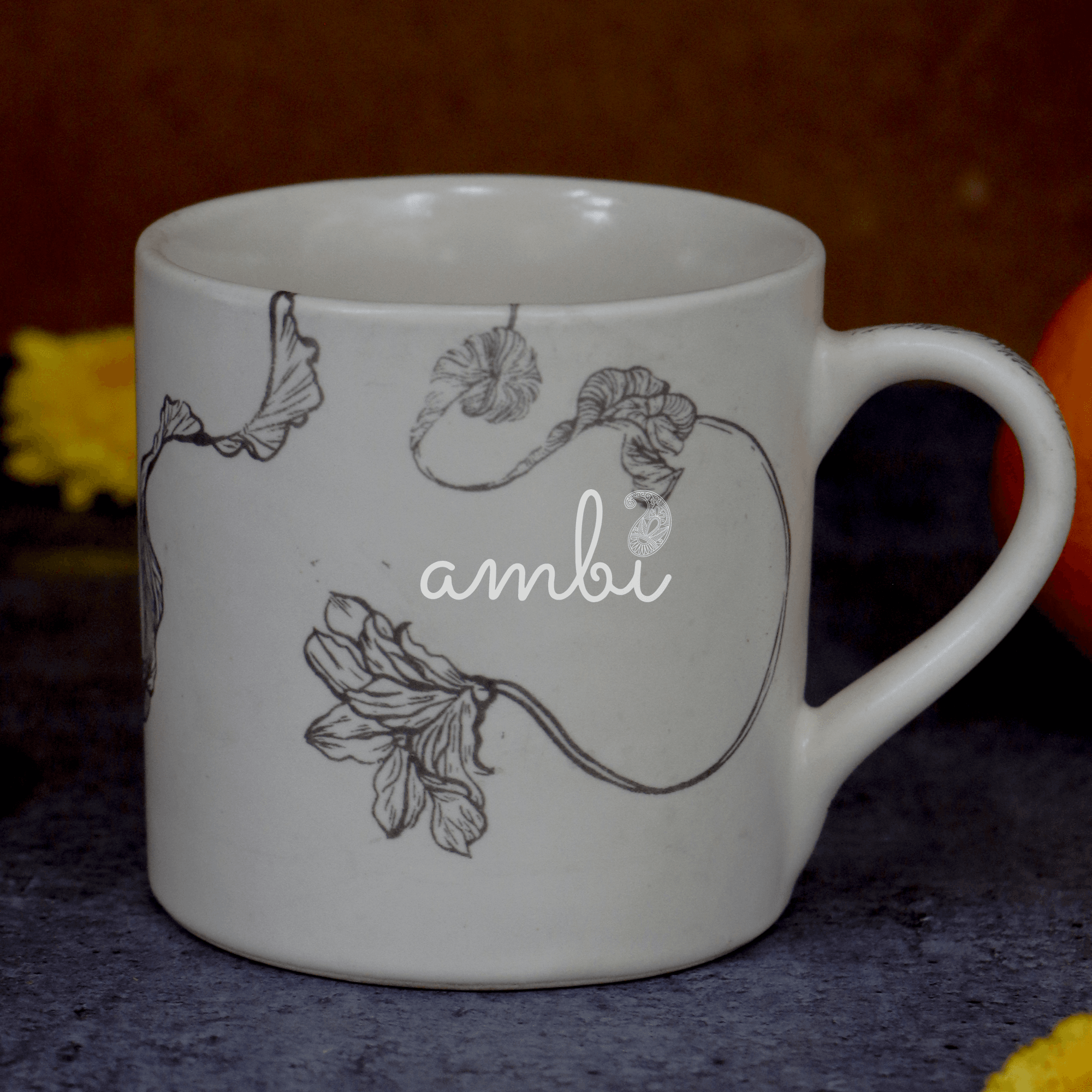 AMBI Stoneware My Life Decal Coffee Mug 250 ml I Lead Free | Microwave & Dishwasher Safe Tea & Coffee Mugs with Textured Finish | Ideal for Gifting | Set of 2