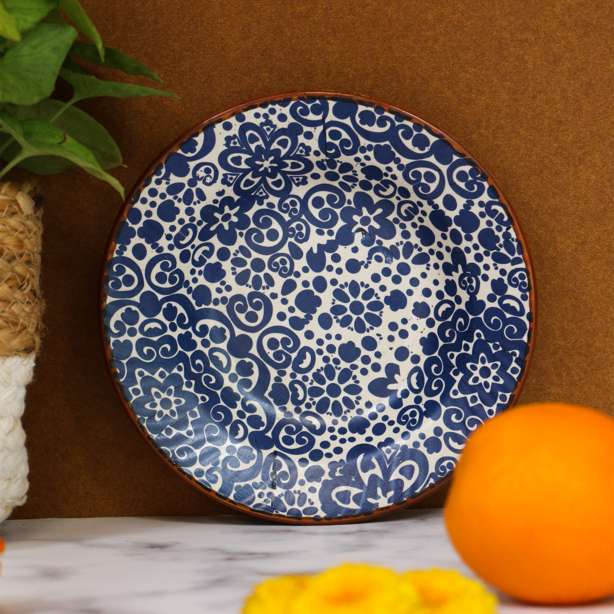 AMBI Stoneware Decal Deep Plate 7inch Diameter I Microwave safe | Ideal for Gifting