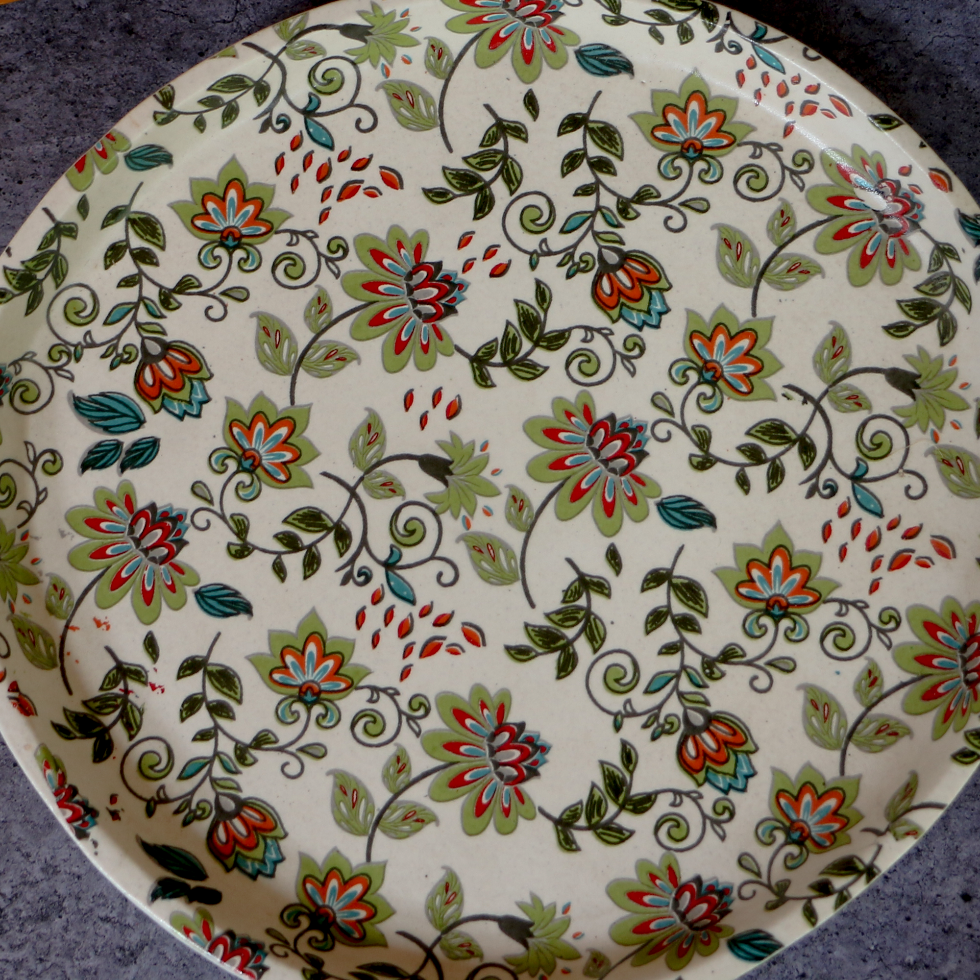 Ambi Stoneware Nature Decal Snack Plate 7 inch | Set of 2