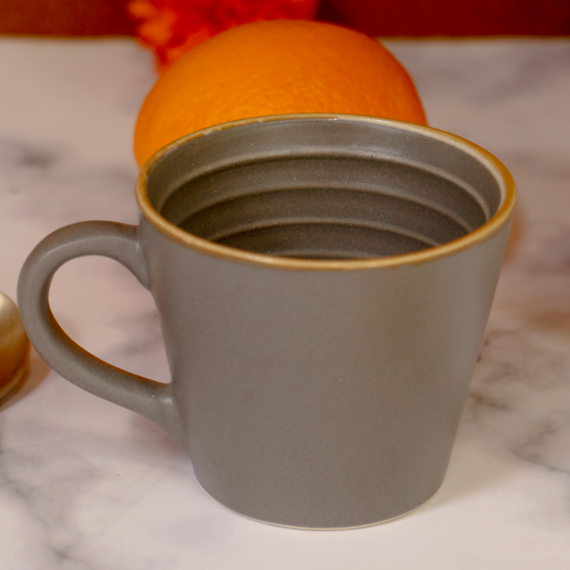 Ambi Stoneware Grey Coffee Cups Small Set of 1 (120 ml each)