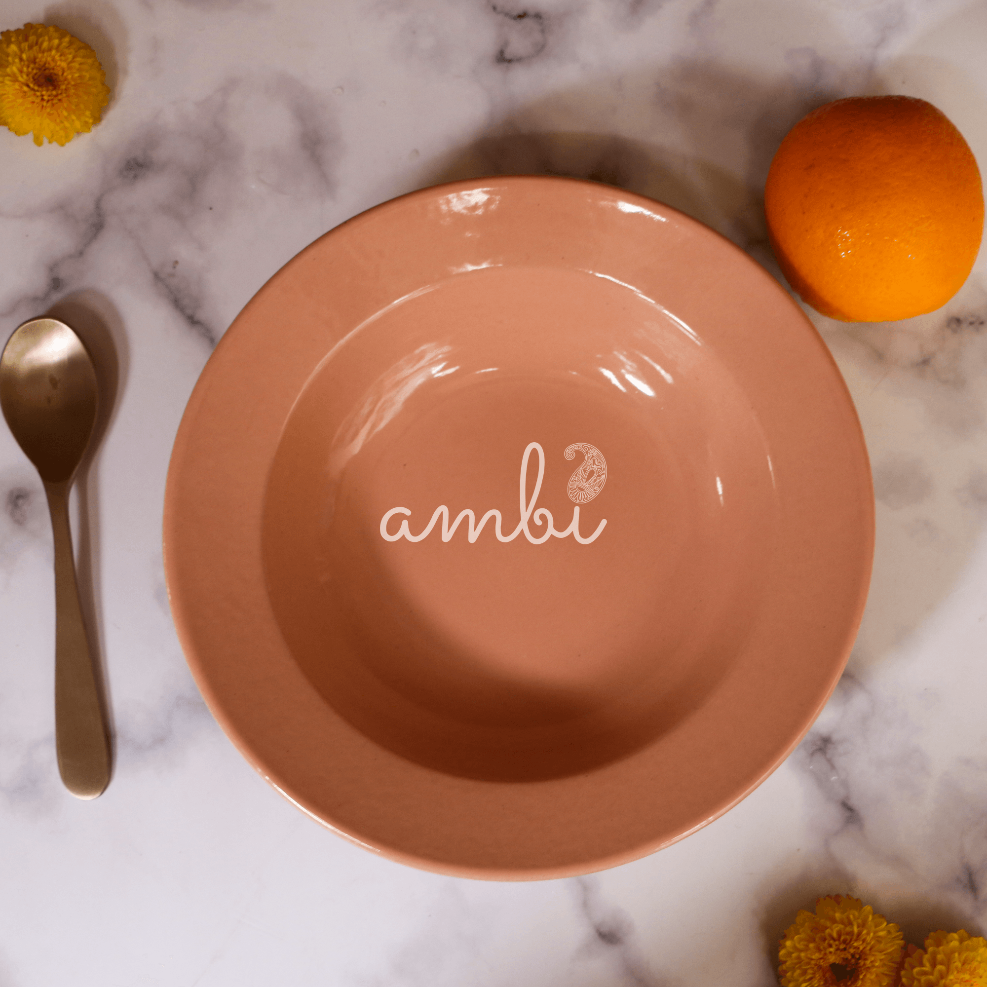 Ambi Heavy Stoneware Peach Deep Pasta Plate 8.5 inches | Set of 1