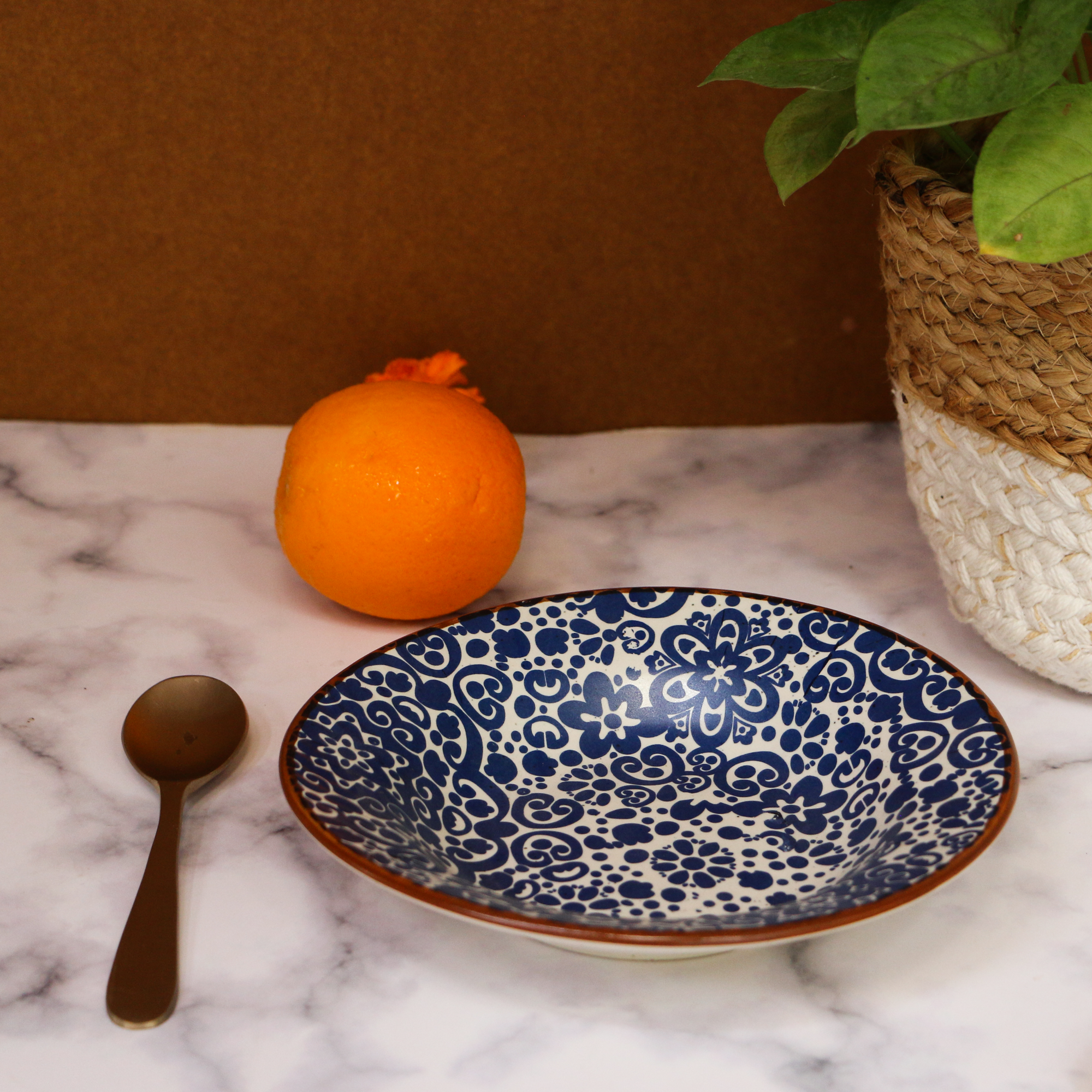 AMBI Stoneware Decal Deep Plate 7inch Diameter I Microwave safe | Ideal for Gifting