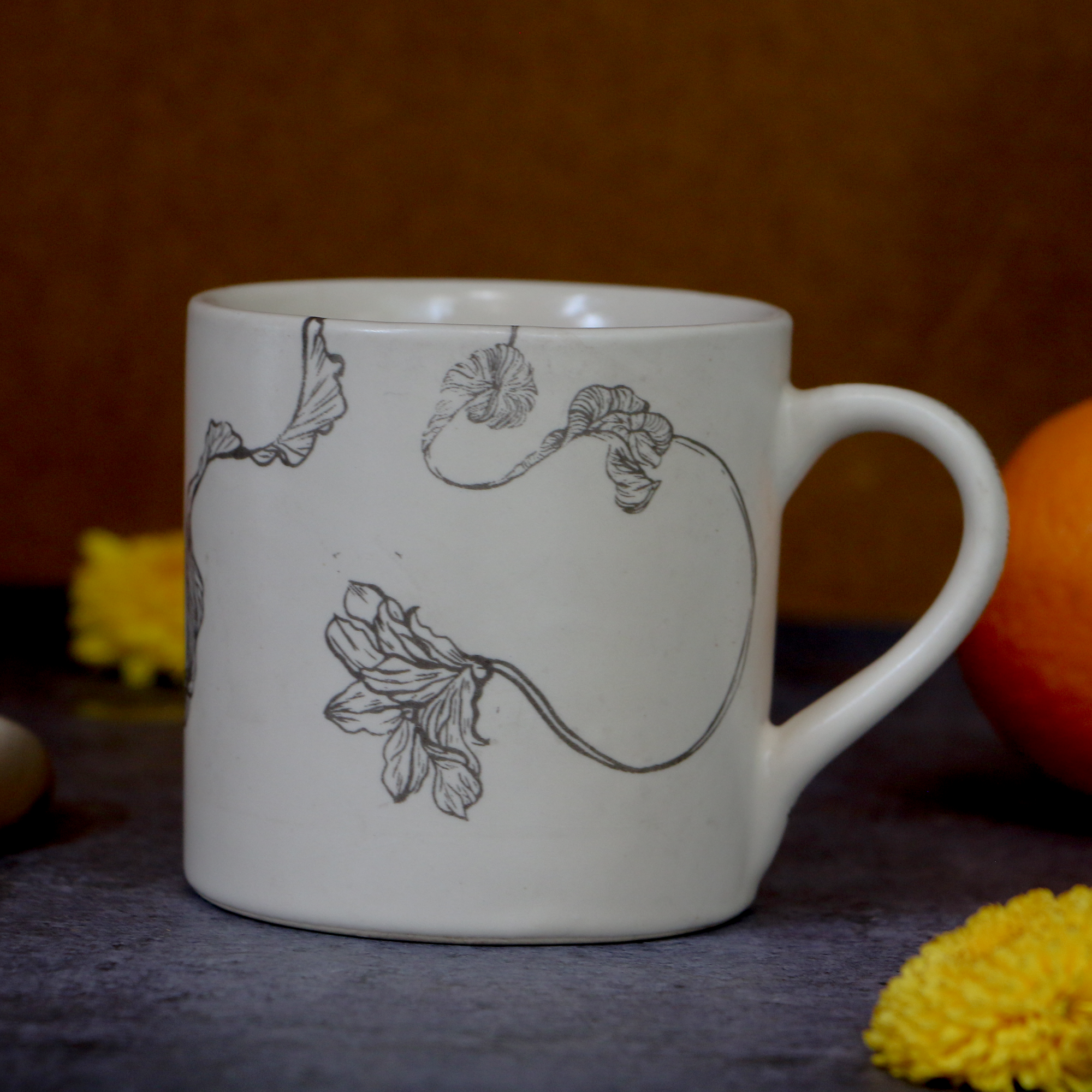 AMBI Stoneware My Life Decal Coffee Mug 250 ml I Lead Free | Microwave & Dishwasher Safe Tea & Coffee Mugs with Textured Finish | Ideal for Gifting | Set of 2