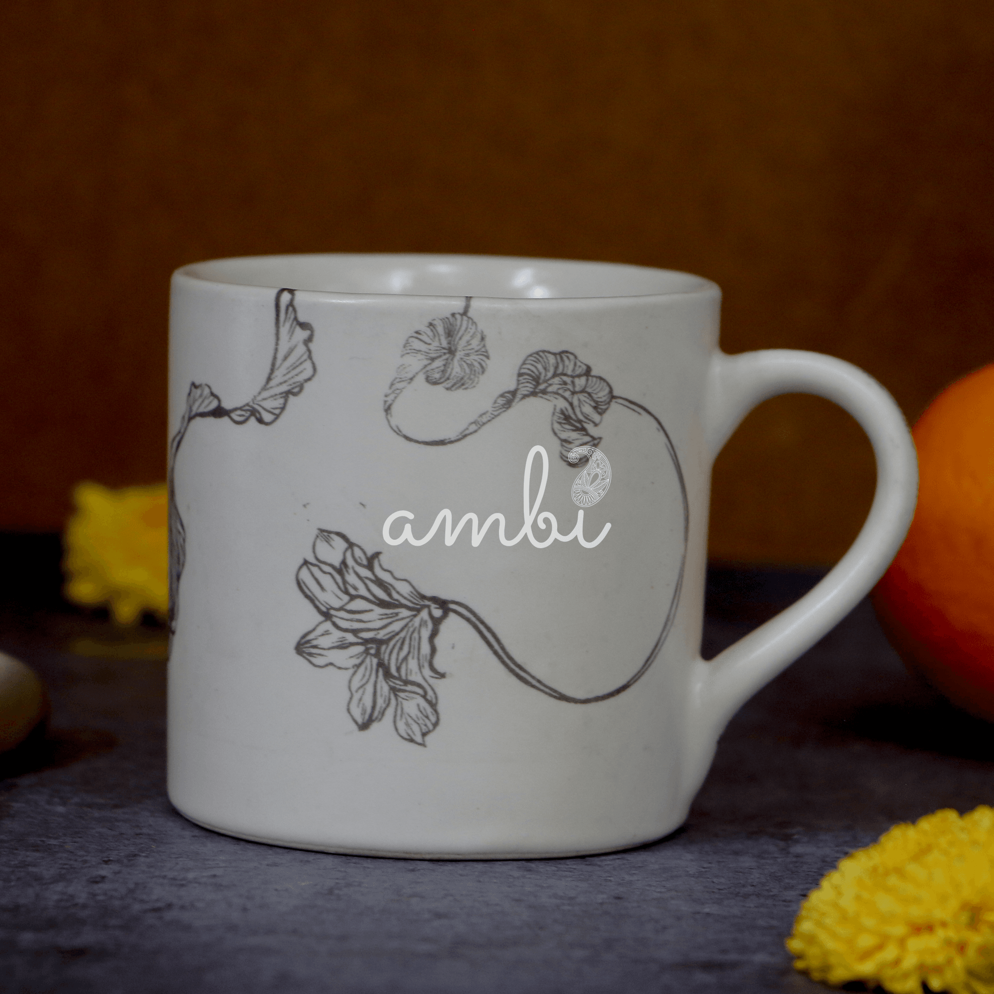 AMBI Stoneware My Life Decal Coffee Mug 250 ml I Lead Free | Microwave & Dishwasher Safe Tea & Coffee Mugs with Textured Finish | Ideal for Gifting | Set of 2