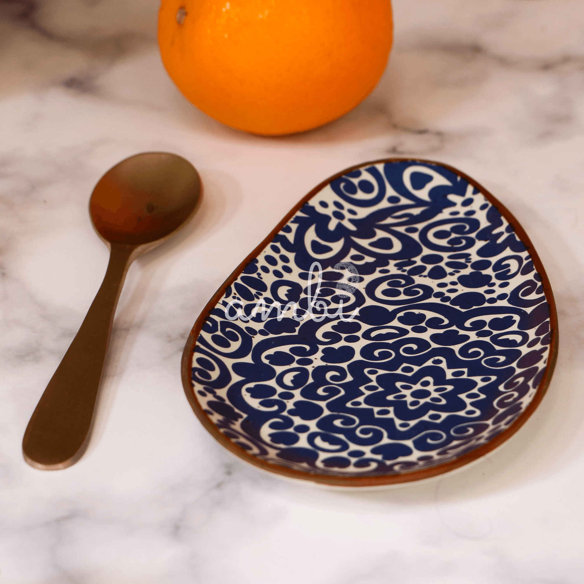 Ambi Stoneware Almond Platter 7inch | Set of 1 | Small plate | Dessert plate | Almond Plate