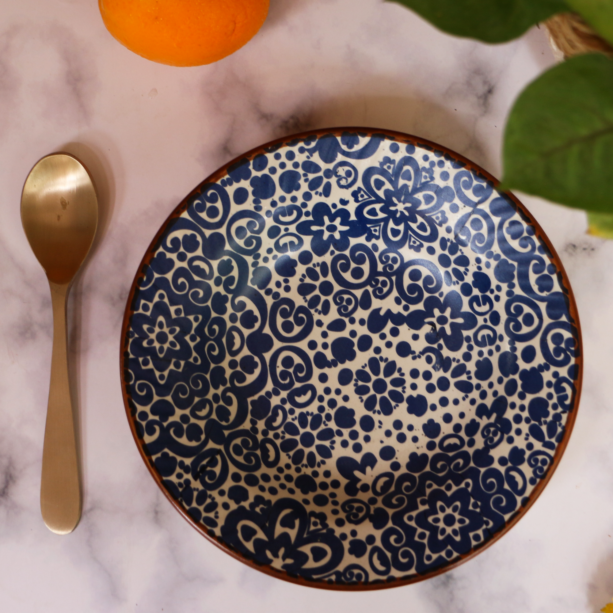 AMBI Stoneware Decal Deep Plate 7inch Diameter I Microwave safe | Ideal for Gifting