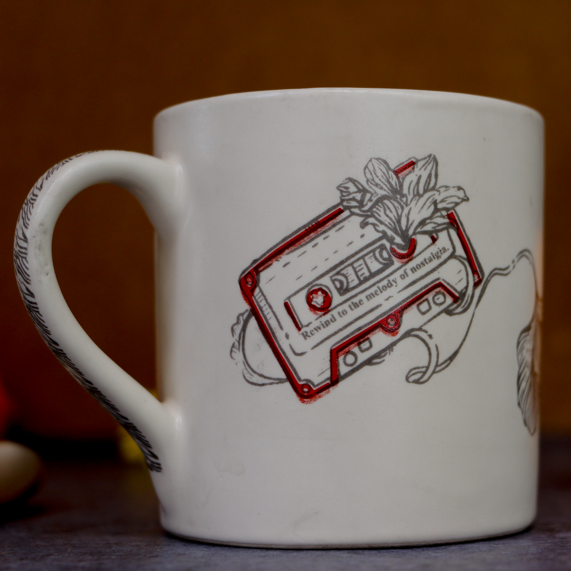 AMBI Stoneware My Life Decal Coffee Mug 250 ml I Lead Free | Microwave & Dishwasher Safe Tea & Coffee Mugs with Textured Finish | Ideal for Gifting | Set of 2