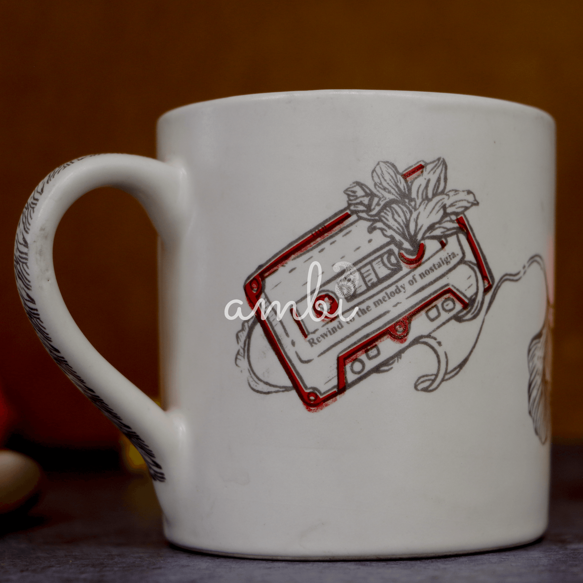 AMBI Stoneware My Life Decal Coffee Mug 250 ml I Lead Free | Microwave & Dishwasher Safe Tea & Coffee Mugs with Textured Finish | Ideal for Gifting | Set of 2