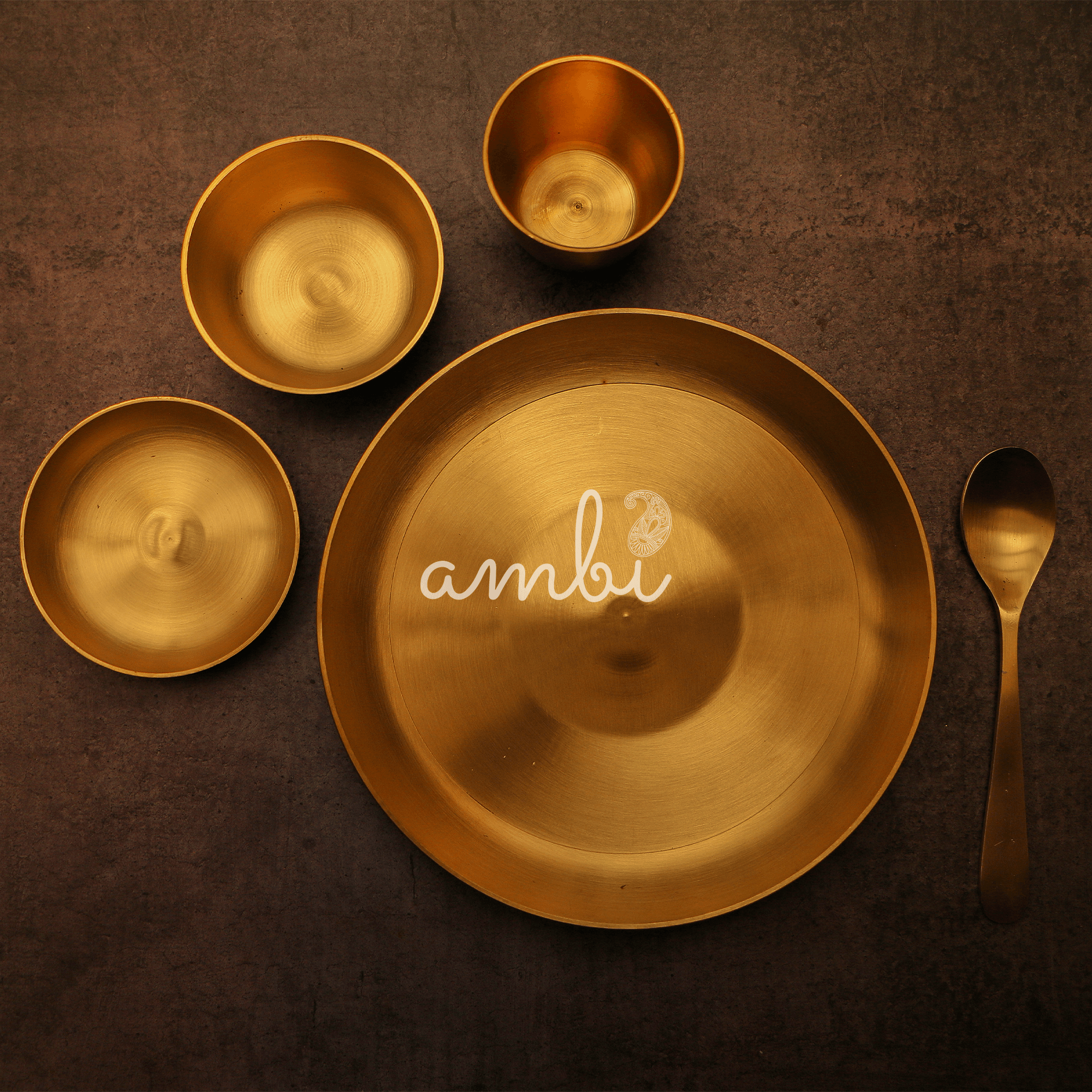 Pure 100% Lead Free Kansa Exquisite Kids Thali Set - 5 pcs set