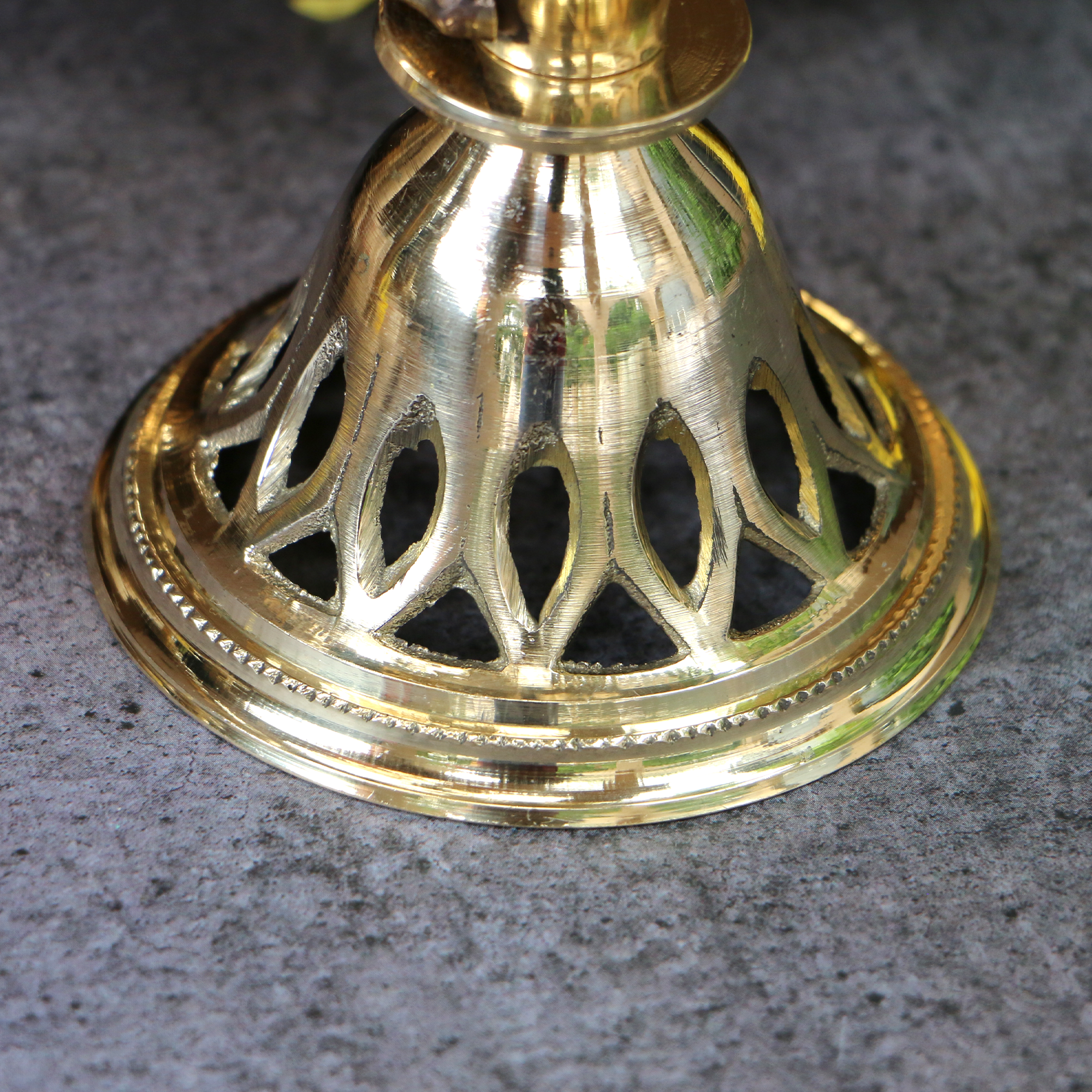 Intricate Brass Dhuni Loban Sambrani Incense Burner with Long Handle - A Masterpiece