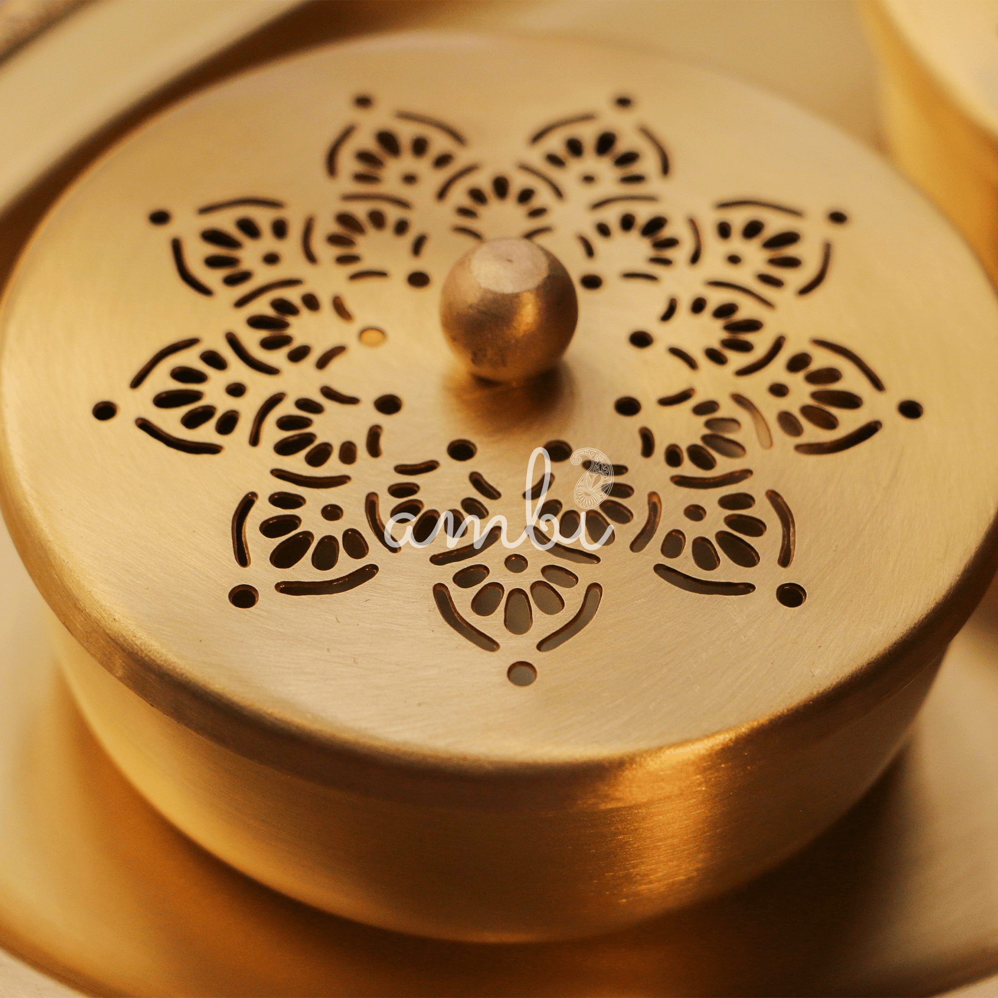 Brass Inlay Spice / Nut Storage Boxes - 3.5 inches with Serving Tray - 3 pcs set - Star Design