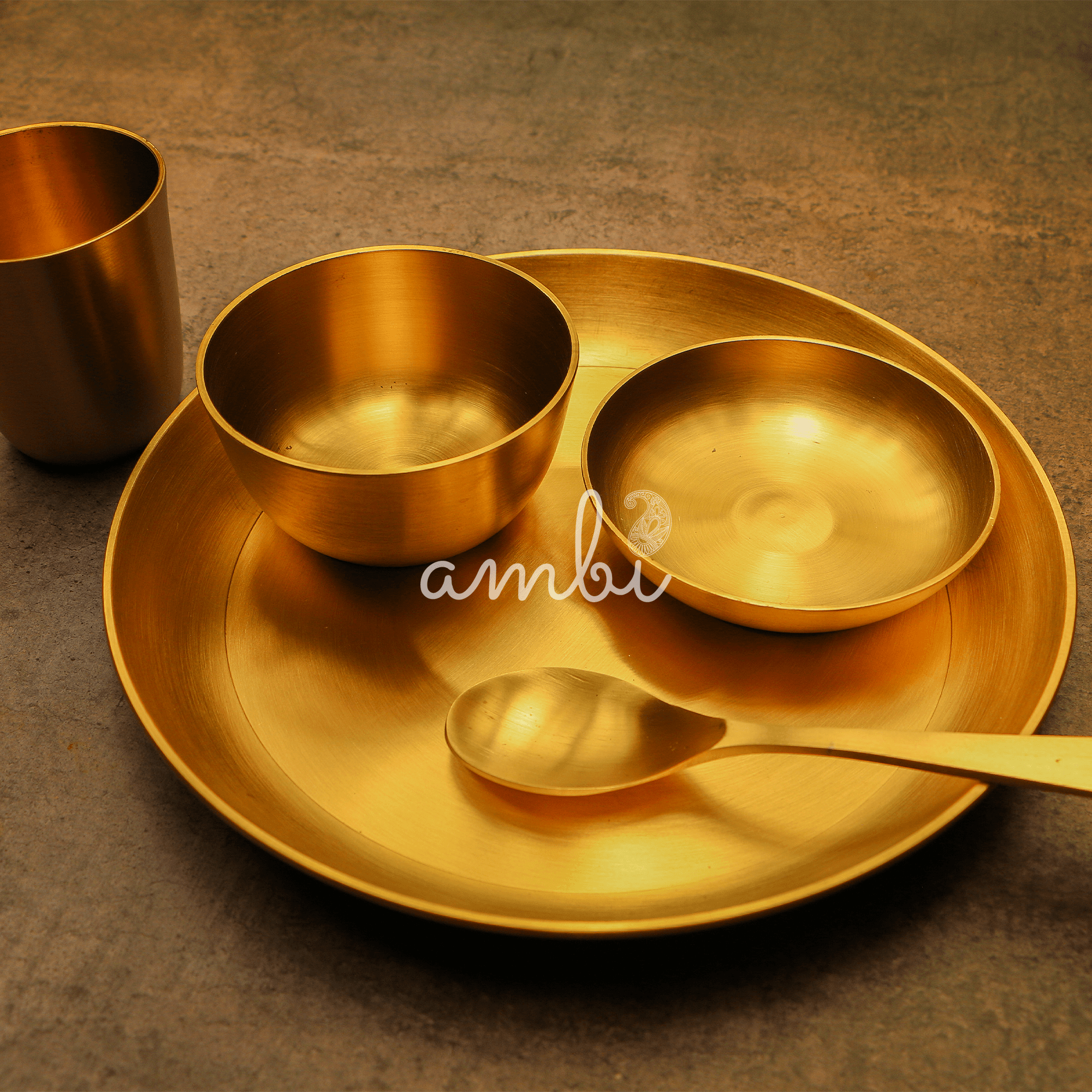 Pure 100% Lead Free Kansa Exquisite Kids Thali Set - 5 pcs set