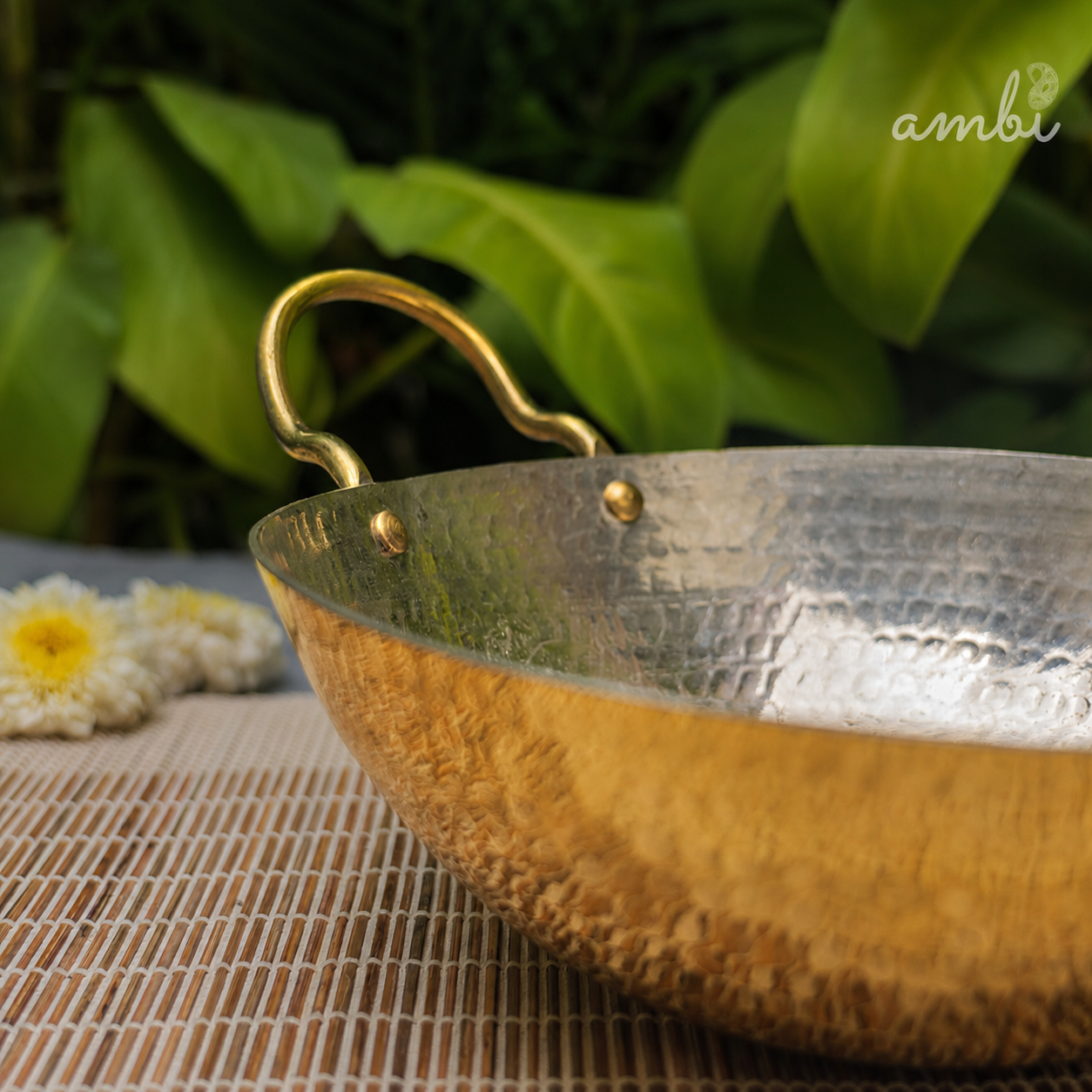 Pure Brass Traditional Hammered Kadhai — 8.5 Inches | Ambi