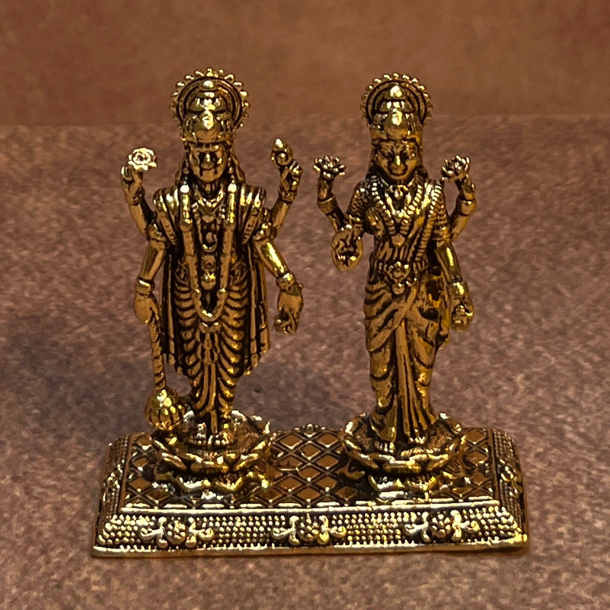 AMBI Pure Brass Vishnu and Laxmi Idol for Home Mandir Puja