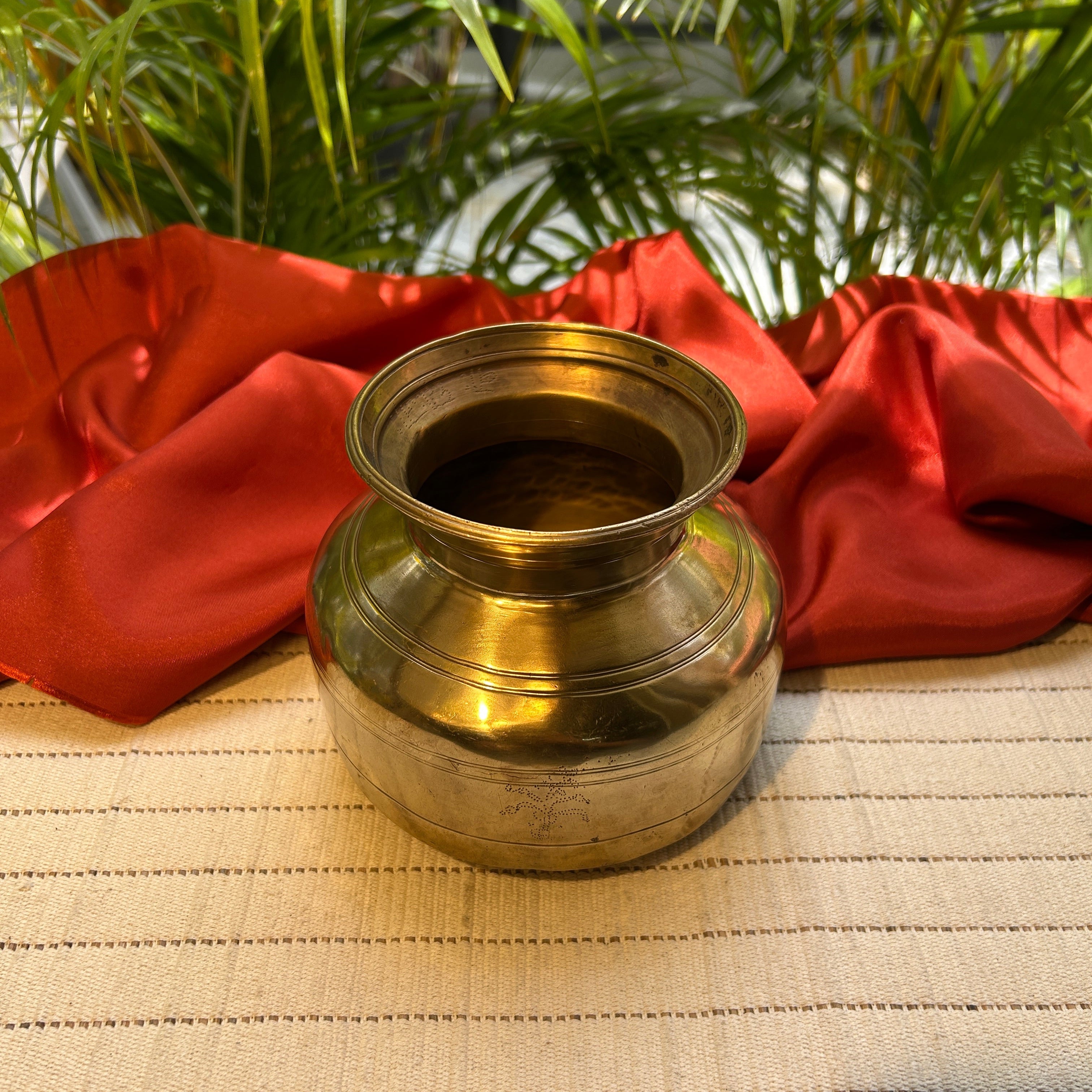 Handcrafted Vintage Brass Carved Lota