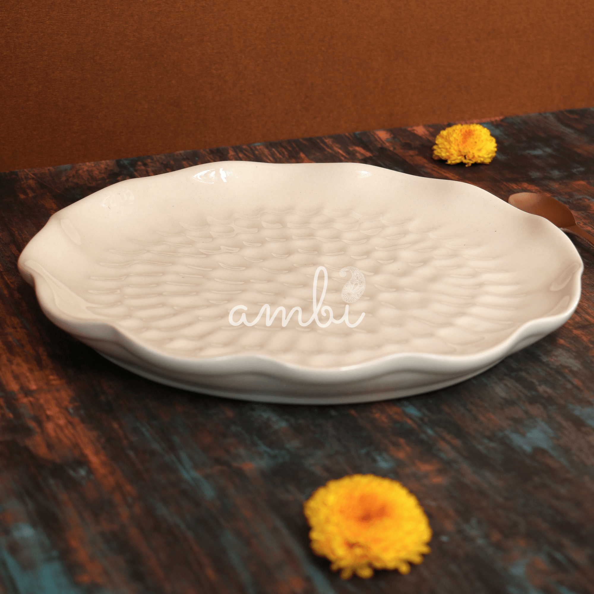 Ambi Studio Pottery Large Embossed Platter 11 inch