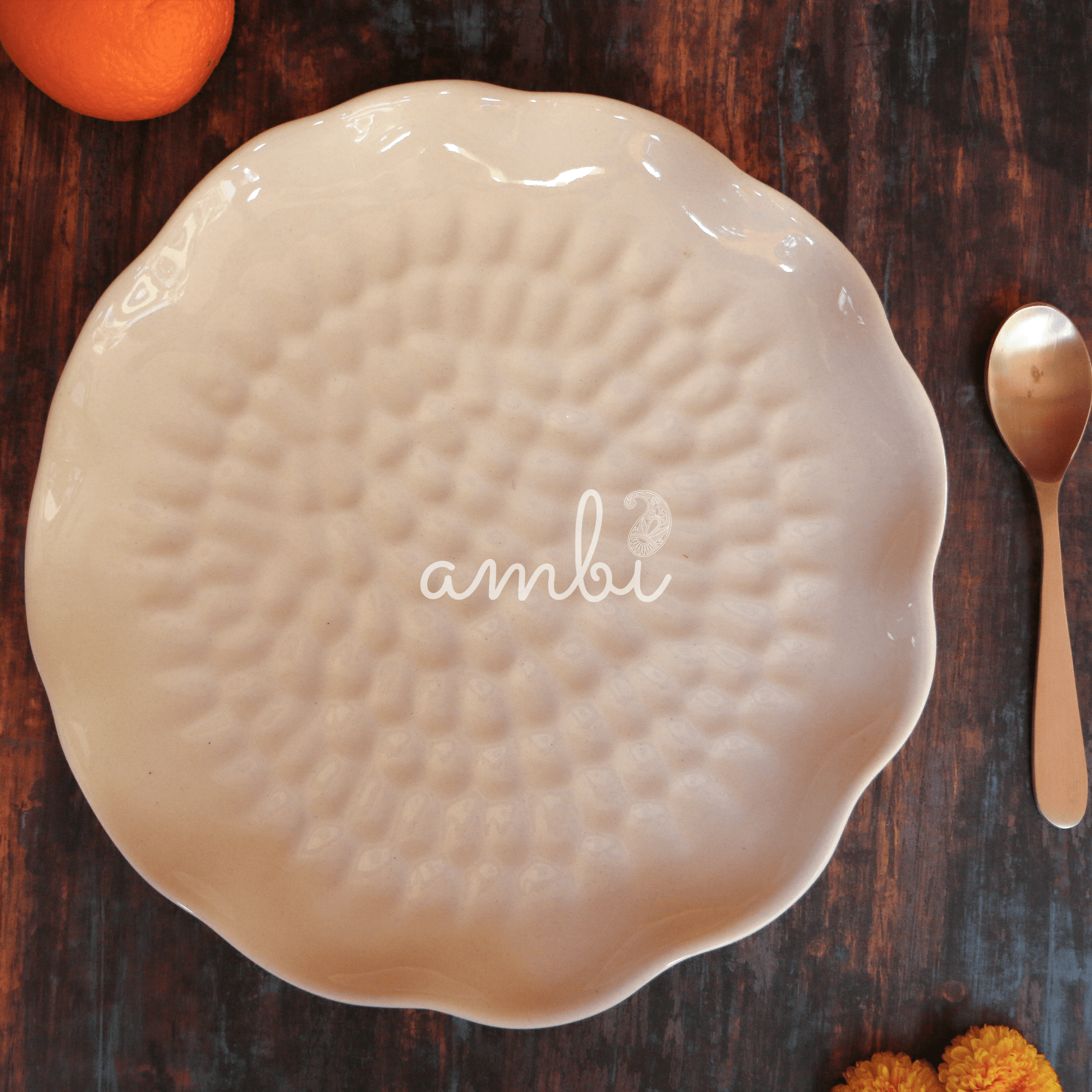 Ambi Studio Pottery Large Embossed Platter 11 inch