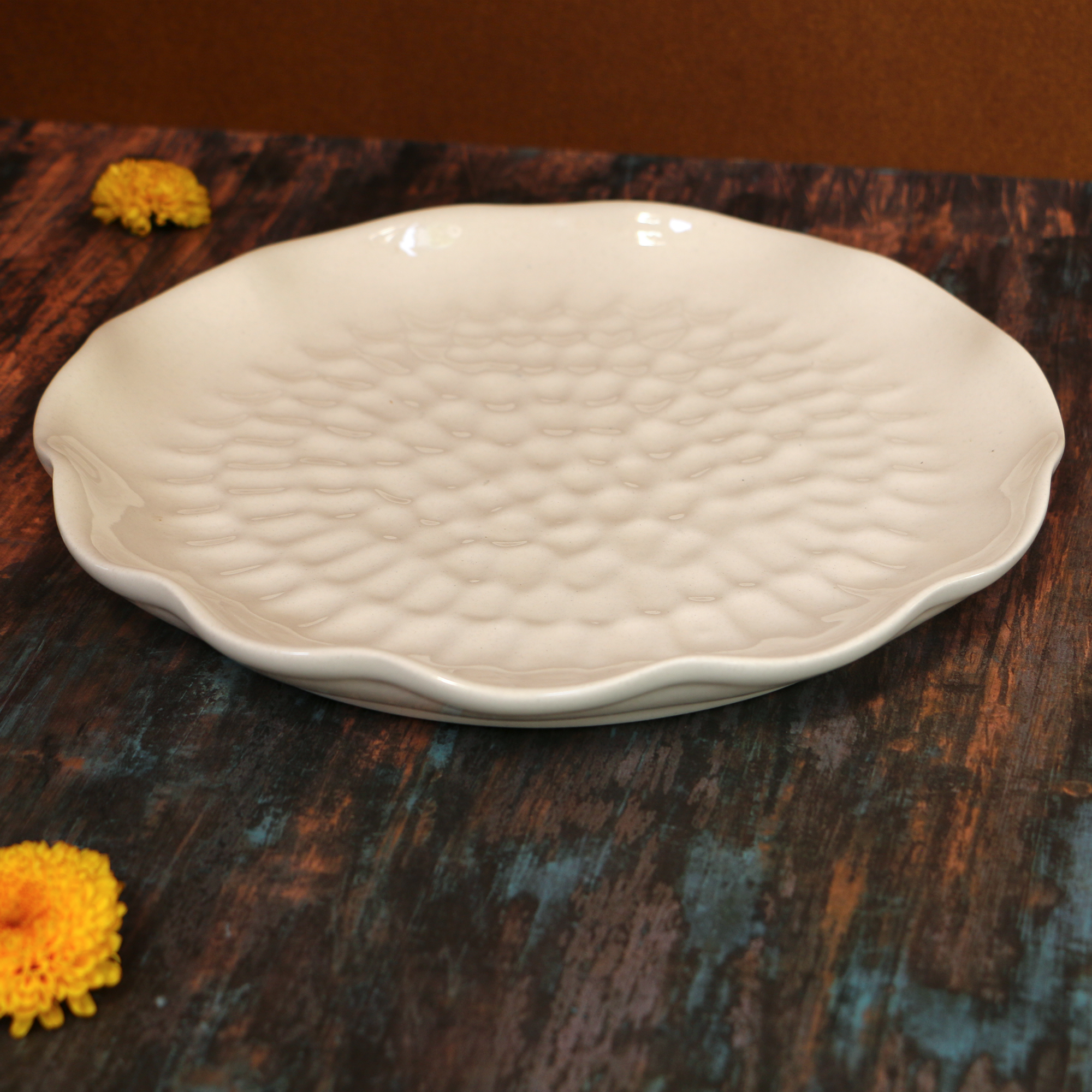 Ambi Studio Pottery Large Embossed Platter 10 inch