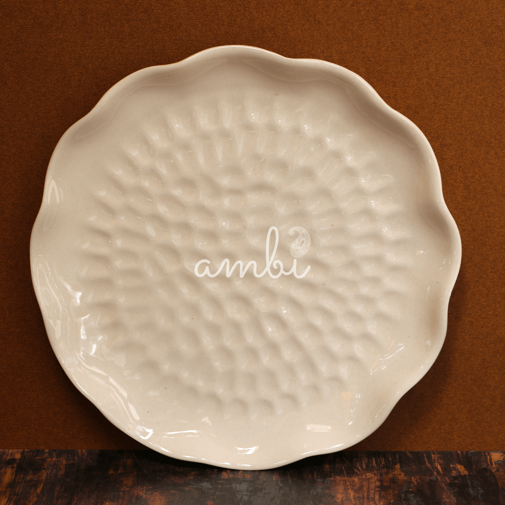 Ambi Studio Pottery Large Embossed Platter 11 inch