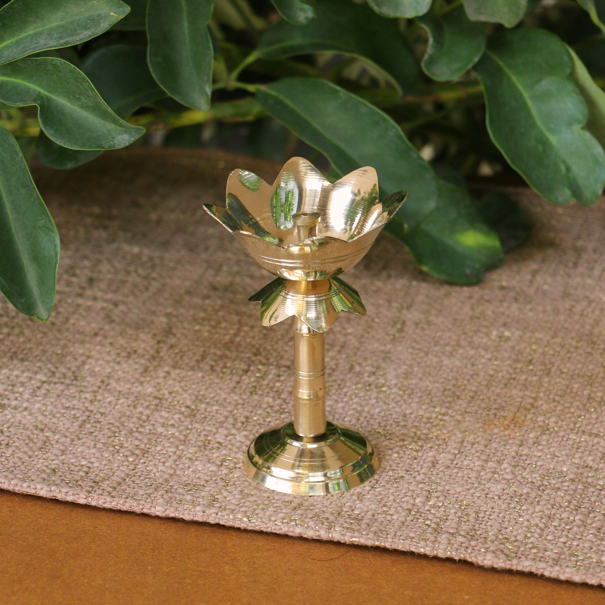100% Pure Brass Kamal Lotus Deepam — Small | Pooja Diya | Ambi
