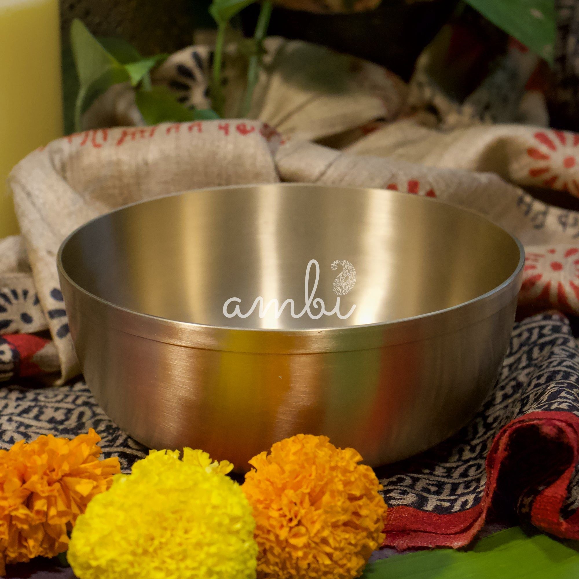AMBI Pure 100% Lead Free Kansa Elegant Medium Serving Bowl Deep - 6.5 Inch Bowl - 950 ML