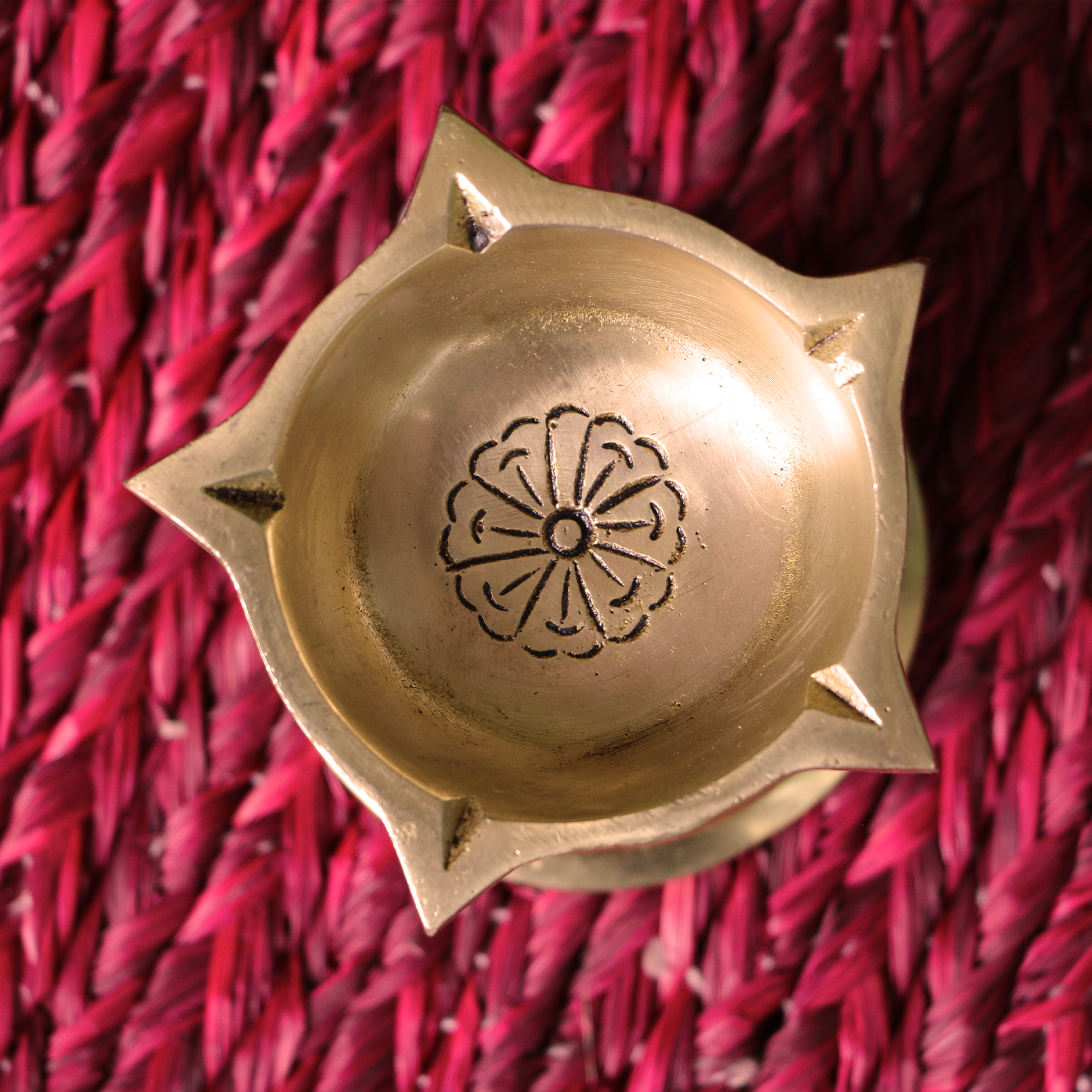 Pure Brass Panchmukhi Diya - 2.2 Inch height - Heavy Make