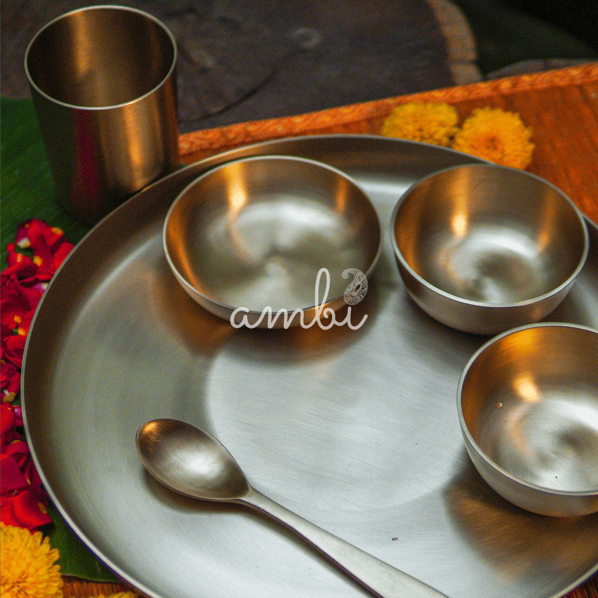 Pure 100% Lead Free Kansa Exquisite/Traditional Thali Set - 6 Pieces