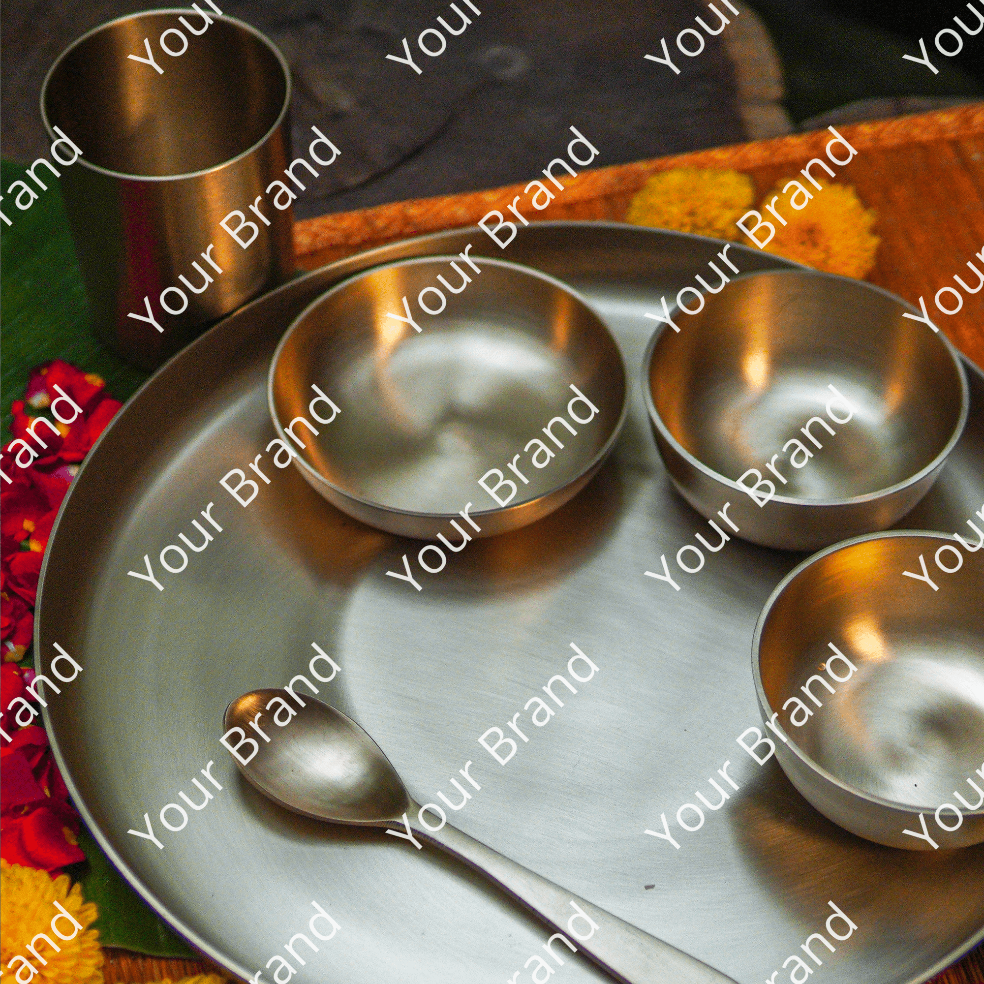 Ambi Pure 100% Lead-Free Kansa Exquisite Thali Set — 6 Pieces | Ayurvedic Dining
