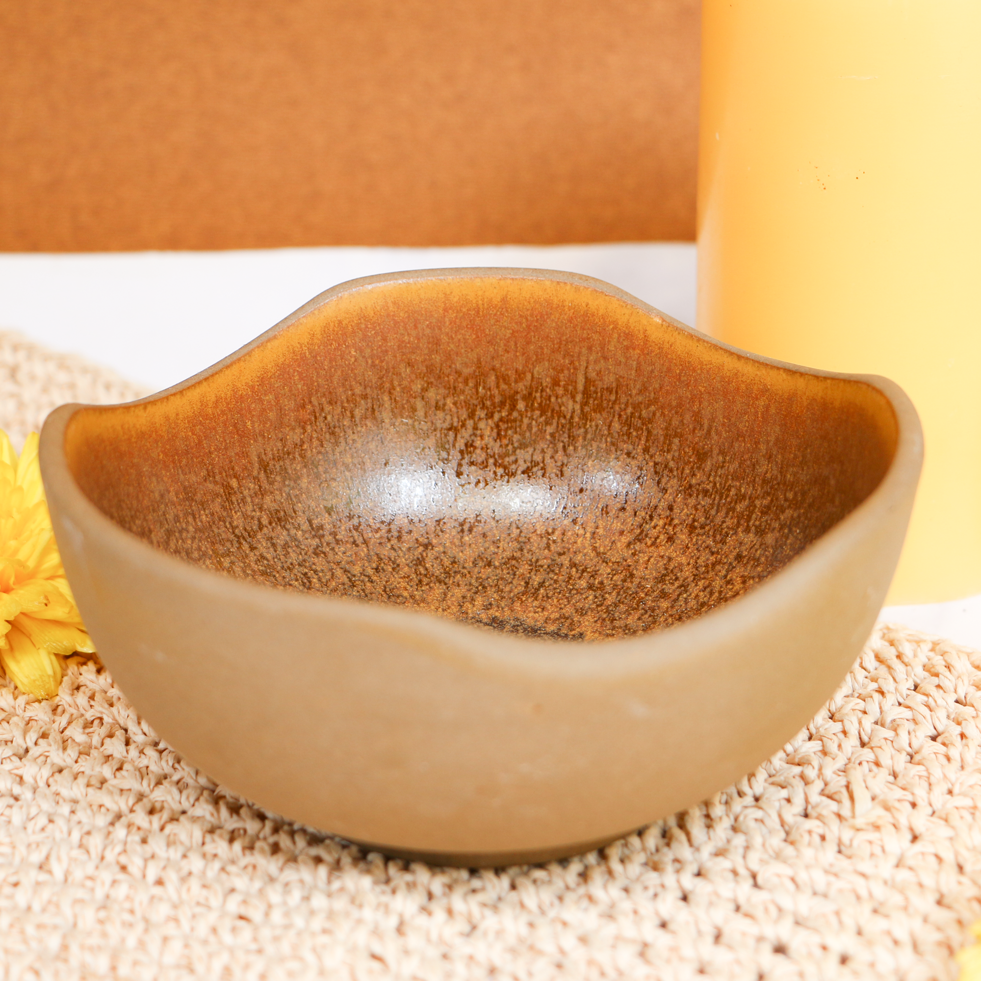 2026 - Ambi Handmade Stoneware Earthy Brown Glazed Big Serving Bowl