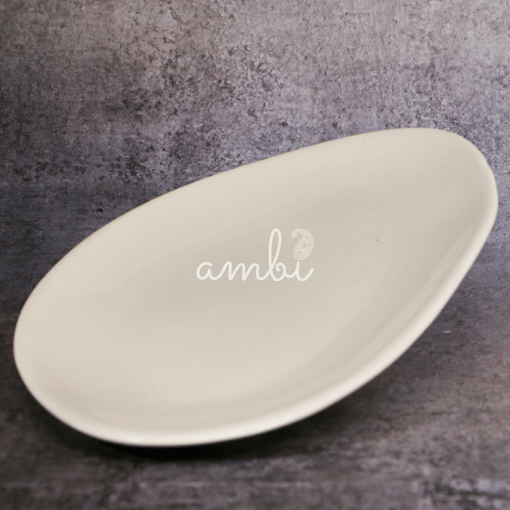 Ambi Handmade Ceramic Almond Shaped Serving Platter Small