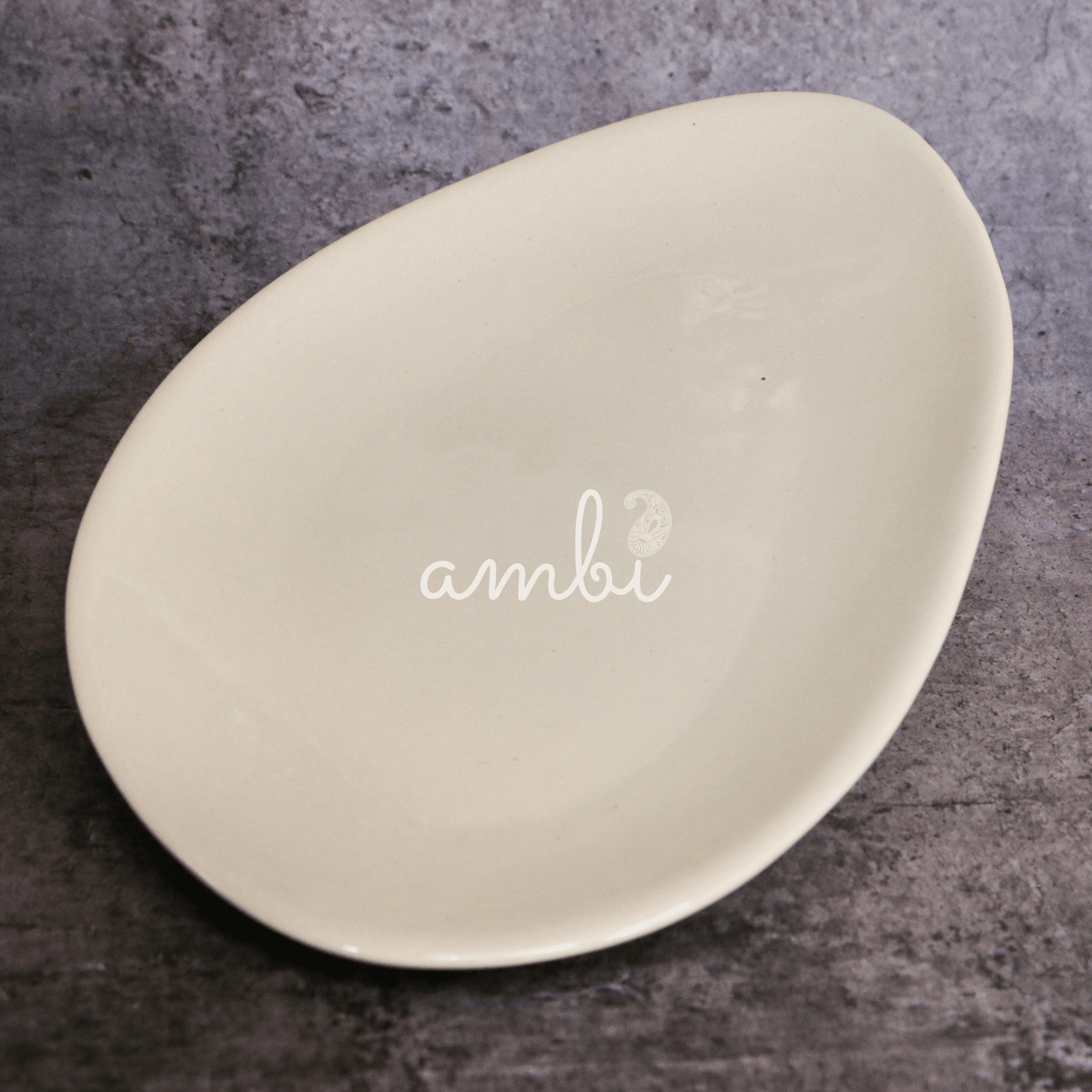 Ambi Handmade Ceramic Almond Shaped Serving Platter Small
