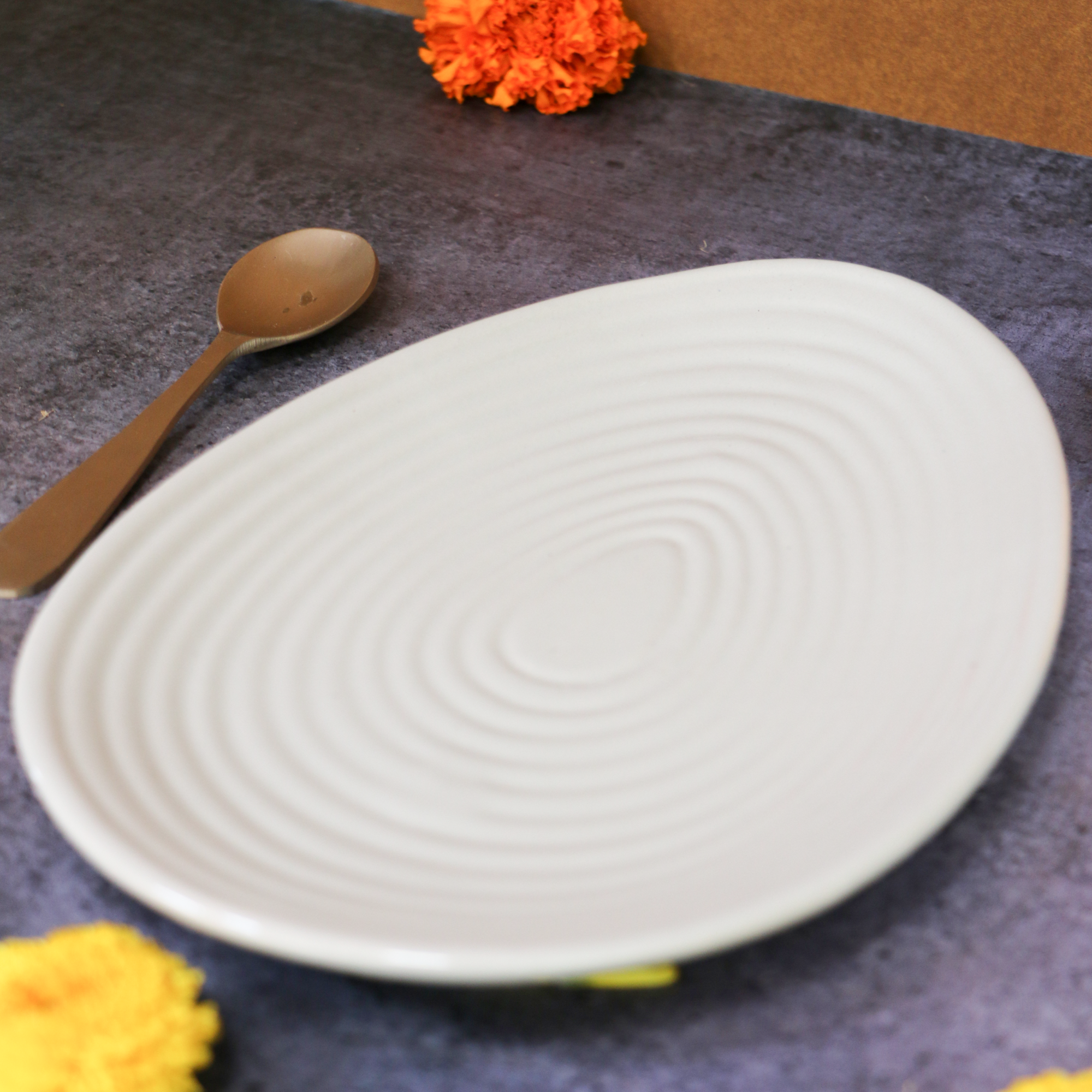 Ambi Handmade Ceramic Almond Shaped Serving Platter