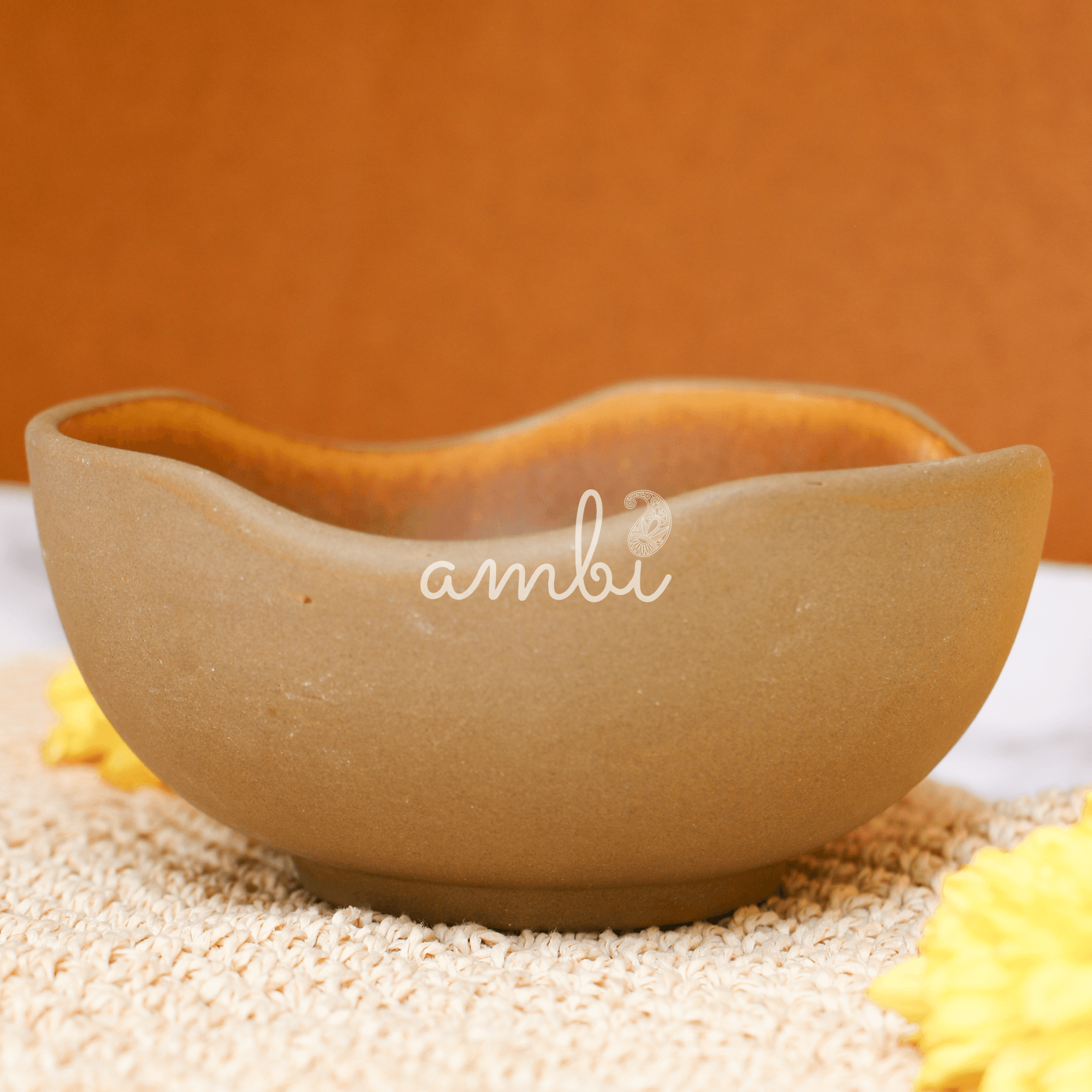 Ambi Handmade Stoneware Earthy Brown Glazed Big Serving Bowl