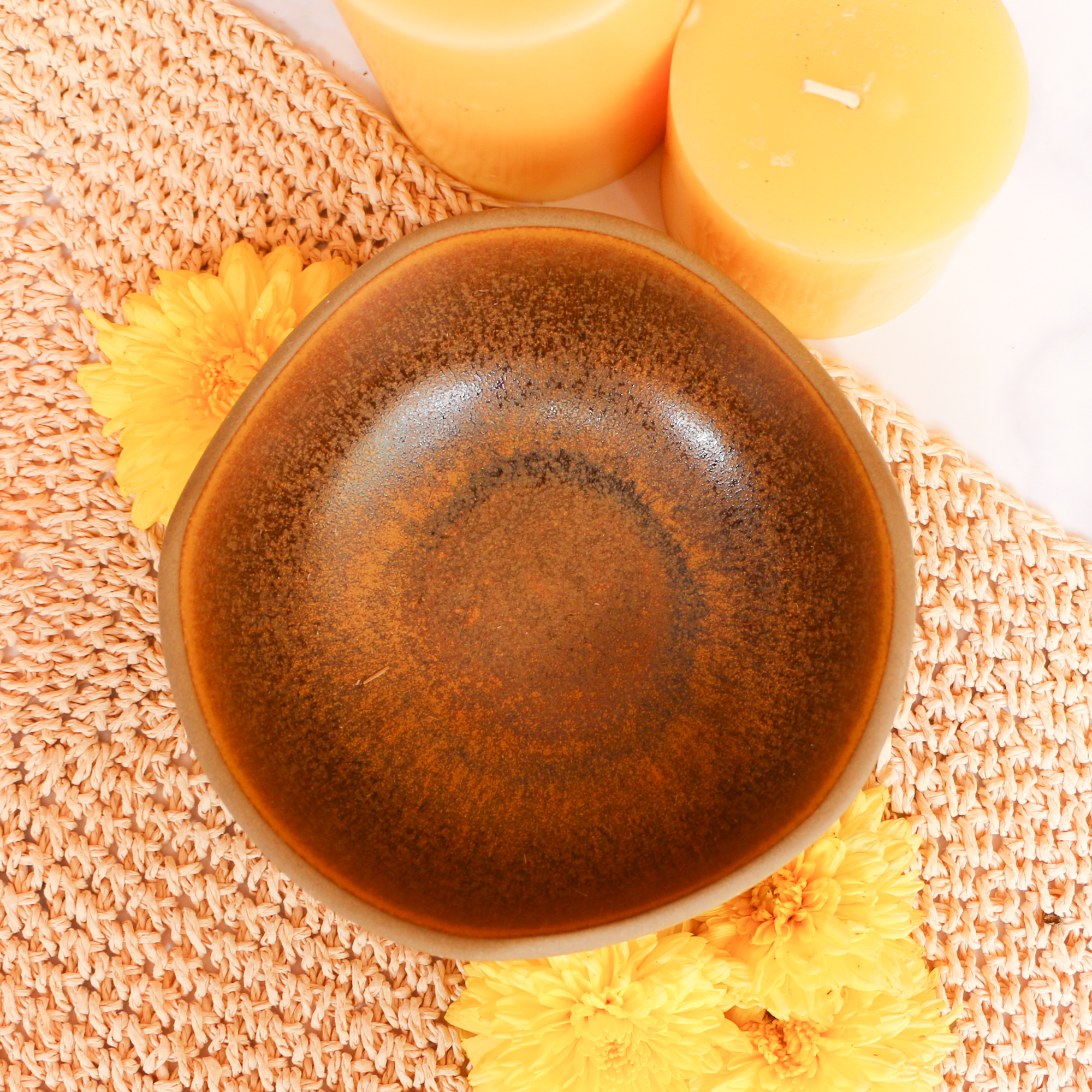 Ambi Handmade Stoneware Earthy Brown Glazed Big Serving Bowl