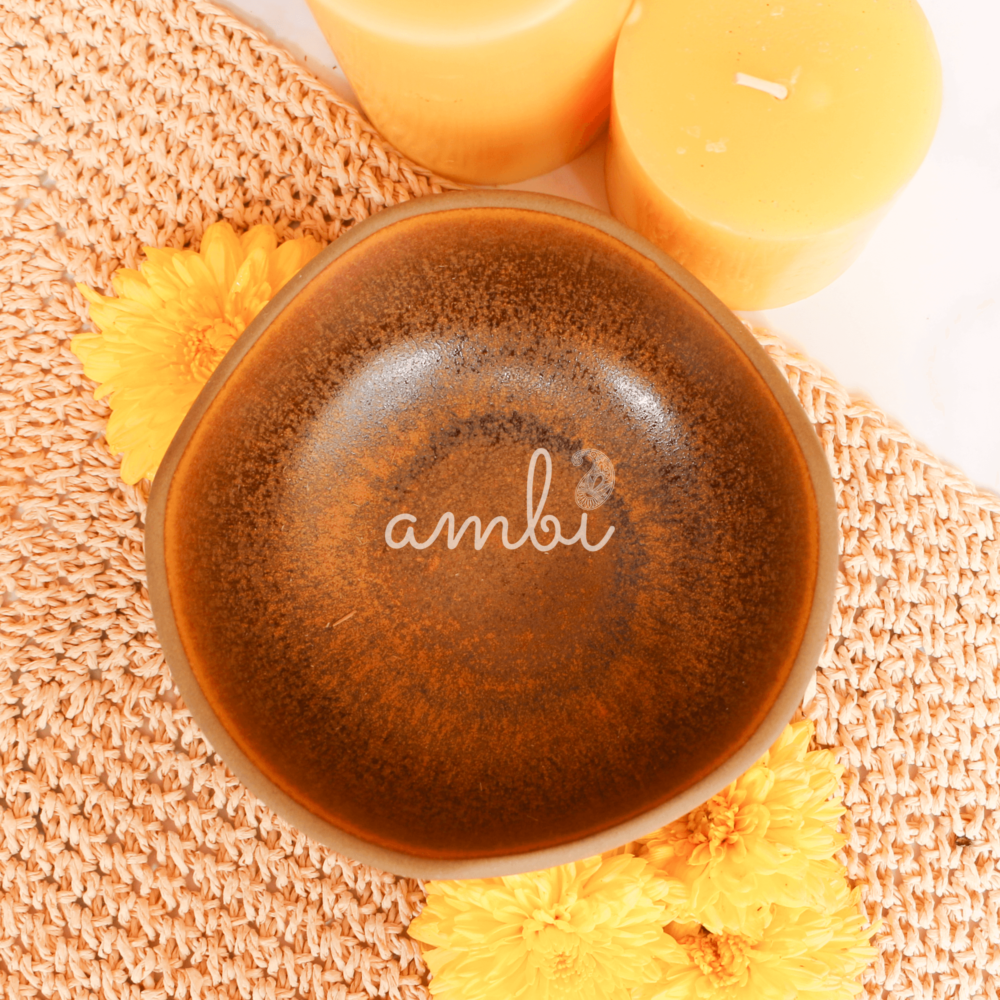 Ambi Handmade Stoneware Earthy Brown Glazed Big Serving Bowl