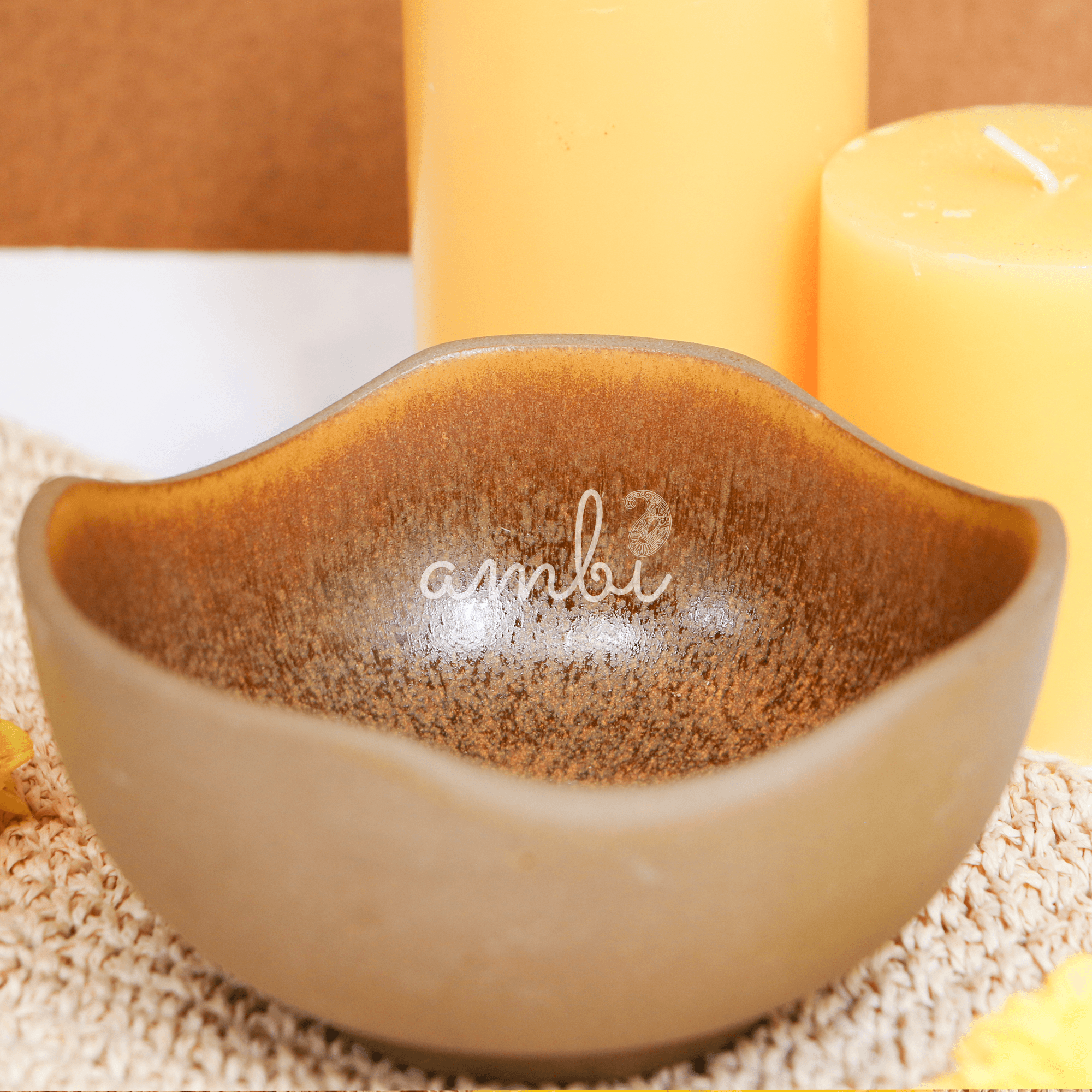 Ambi Handmade Stoneware Earthy Brown Glazed Big Serving Bowl