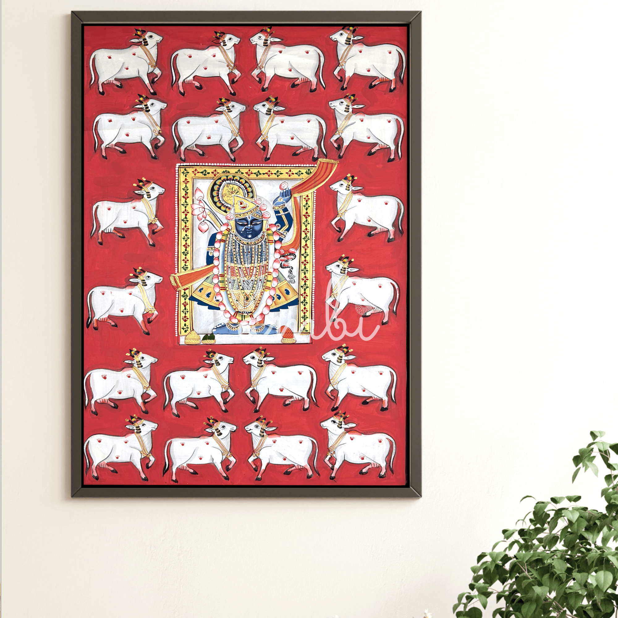 2026 - Pichwai Art - Handmade Shreenathji and Cows Painting