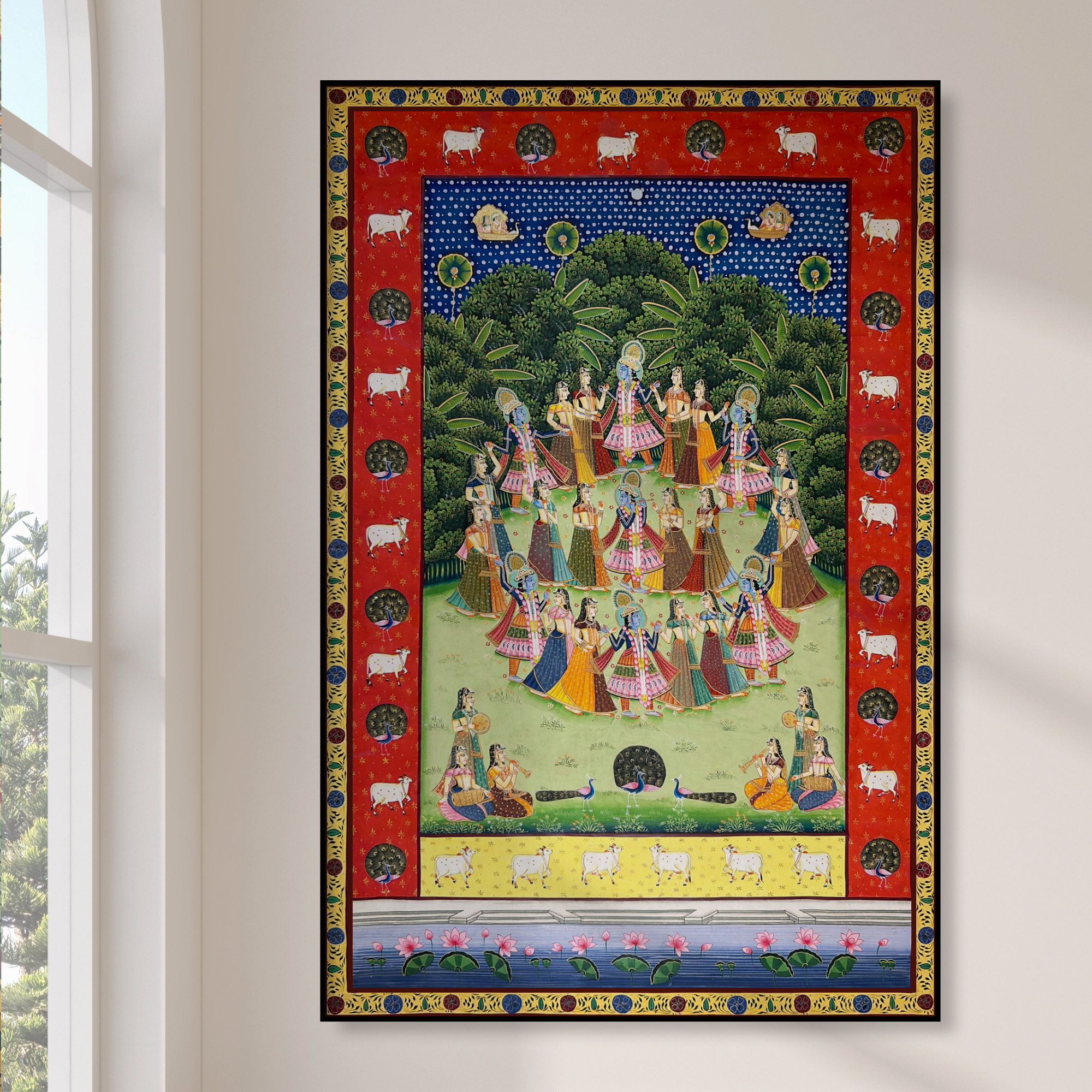 2026 - Pichwai Art - Hand Painted Shreenathji Raasleela Painting