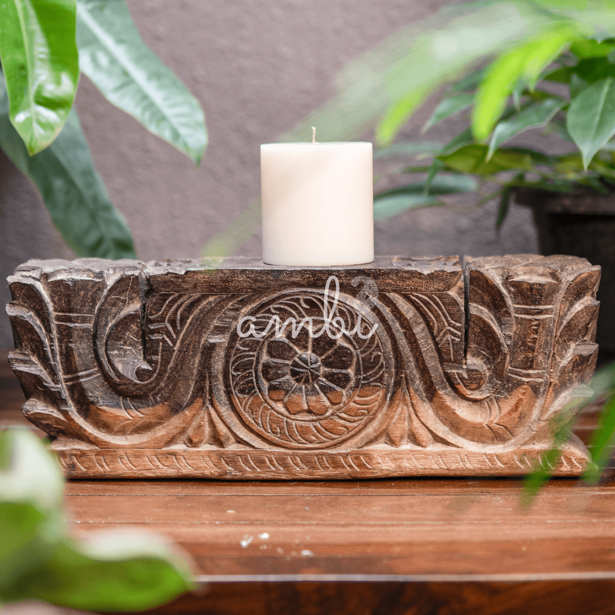 Vintage Handcrafted Wooden Candle Base