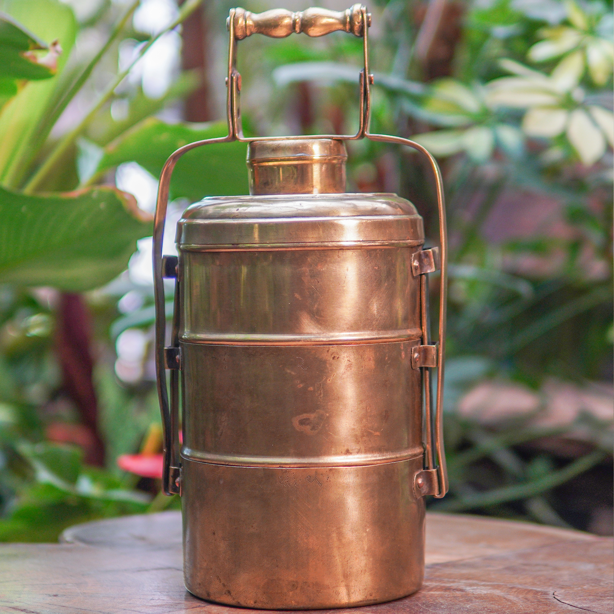 Handcrafted Vintage Brass Lunch Box 3 Tier Set