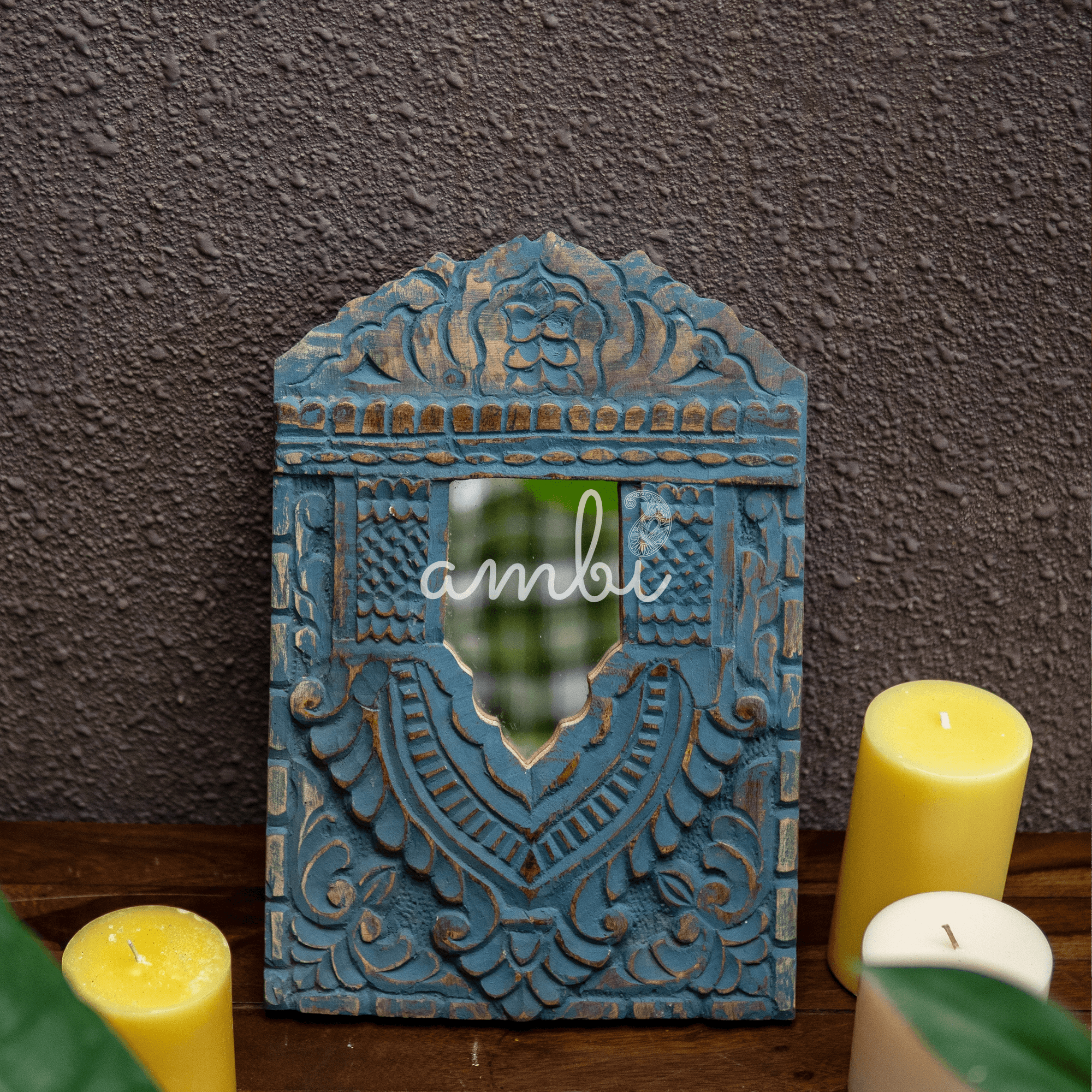 Wooden Jharoka in Blue Colour