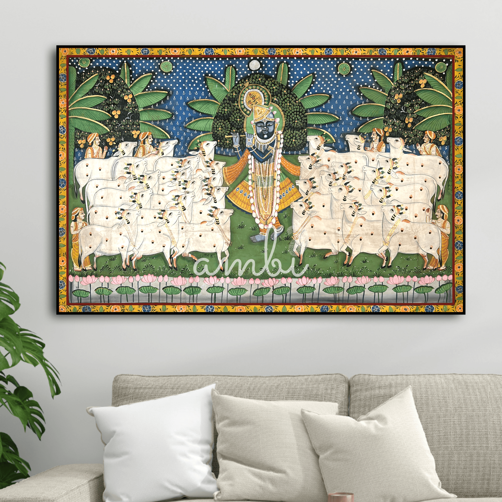 2026 - Pichwai Art - Handmade Shreenathji Gopashtami Painting