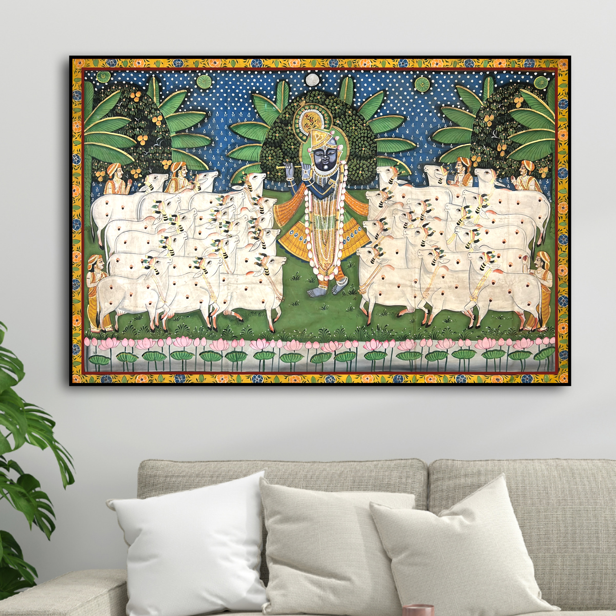 2026 - Pichwai Art - Handmade Shreenathji Gopashtami Painting