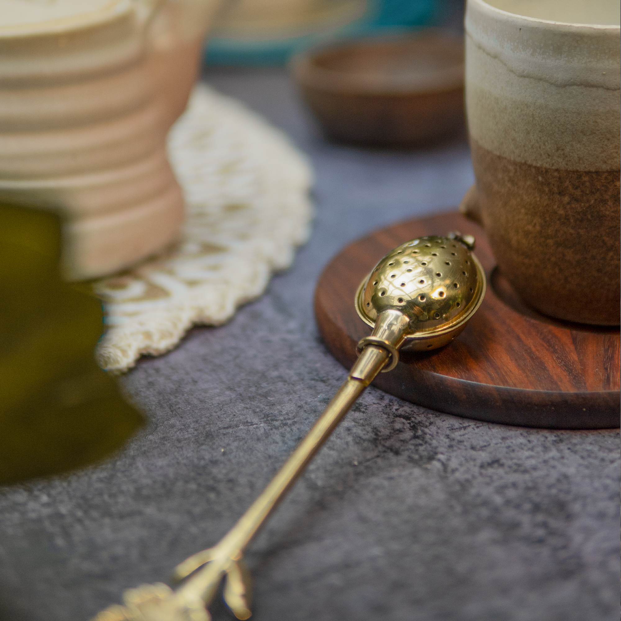 Floral Elegance Brass Tea Infuser