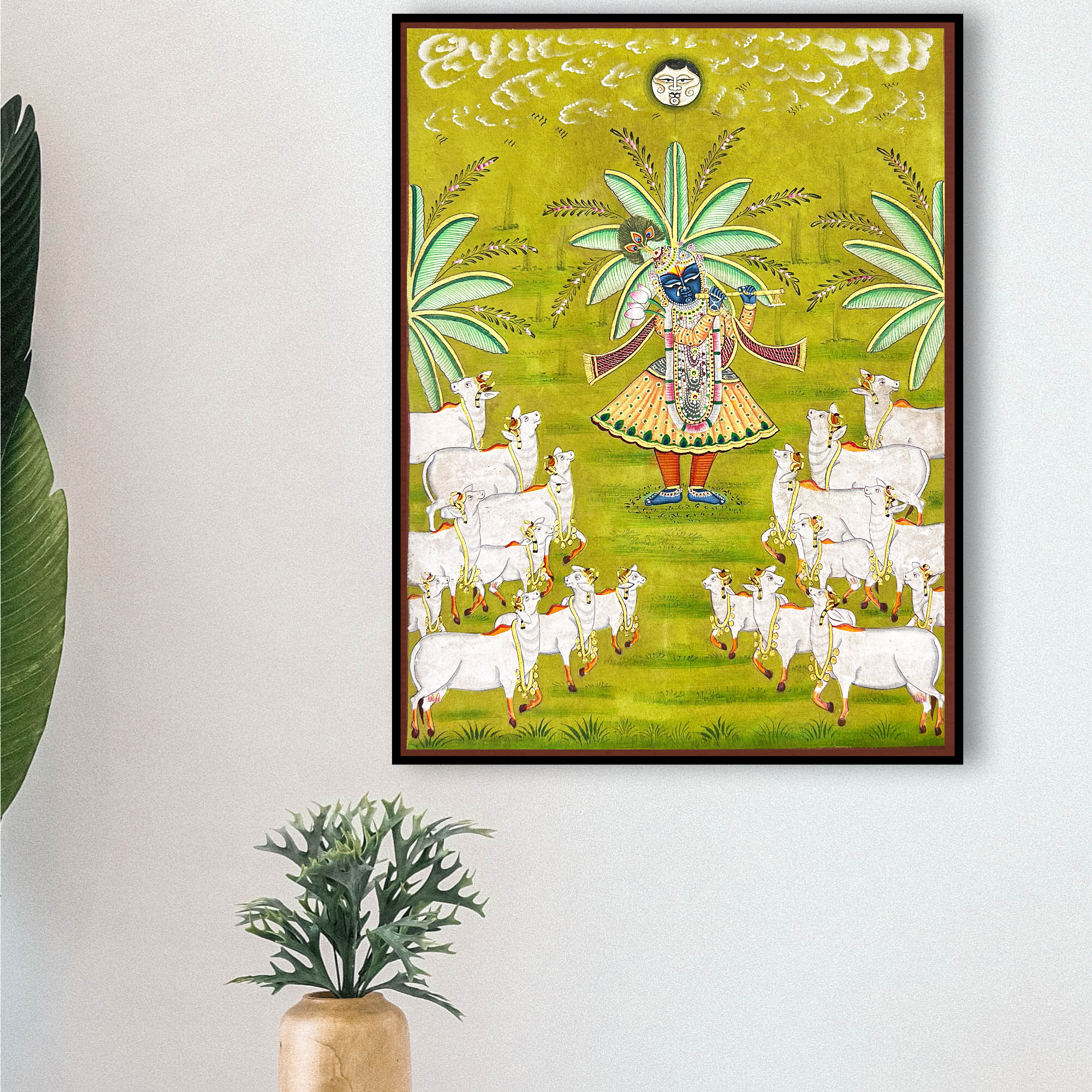 2025 Pichwai Art - Handmade Shreenathji Cows Gopasthmi Pichwai Painting