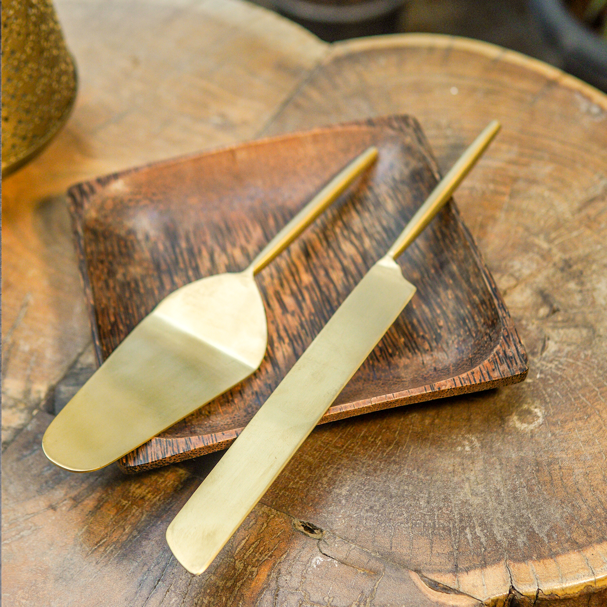 Ambi Pure Brass Delightful Cake Server Set