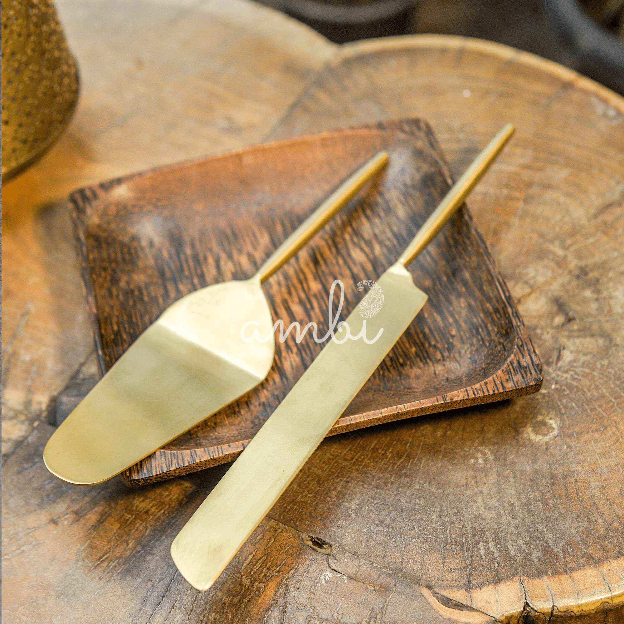 Ambi Pure Brass Delightful Cake Server Set