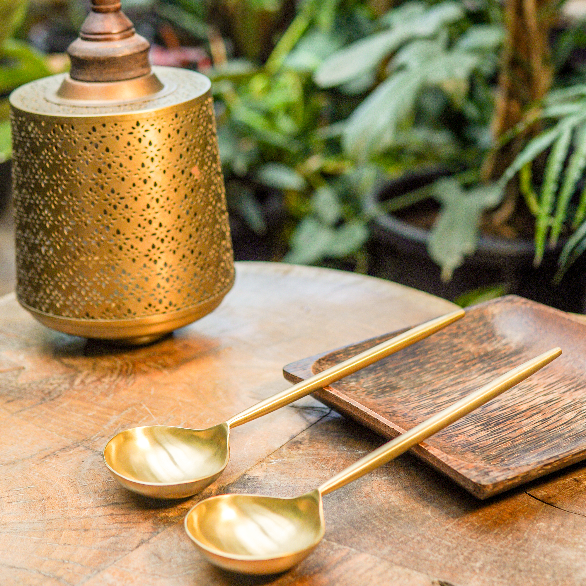 Pair of Exquisite Brass Serving Ladle Spoon Set