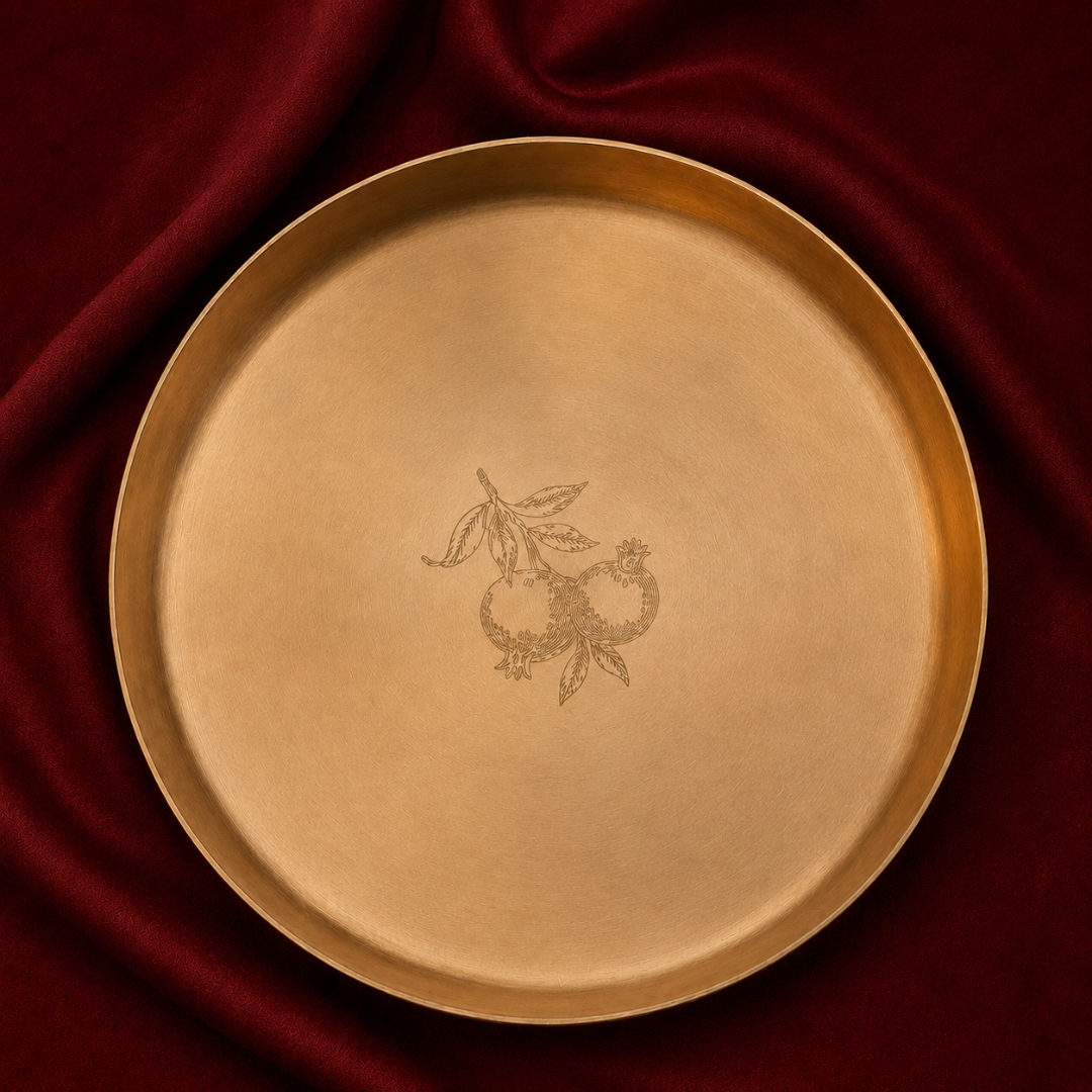 Ambi Pure 100% Lead Free Kansa Thali Set of 6 - with Pomegranate Hand Etched Design